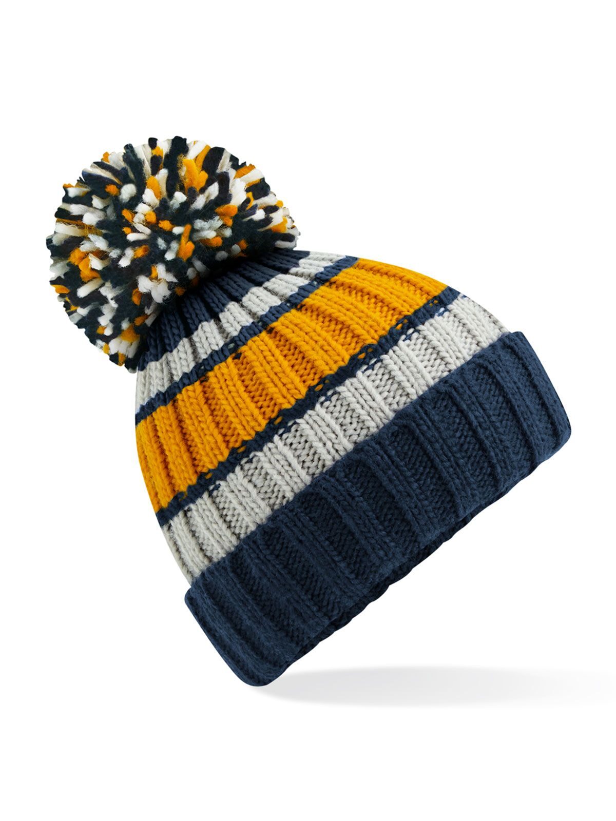 Beanies Hygge Striped Beanie dijon blue bestickbar und bedruckbar – LA1970