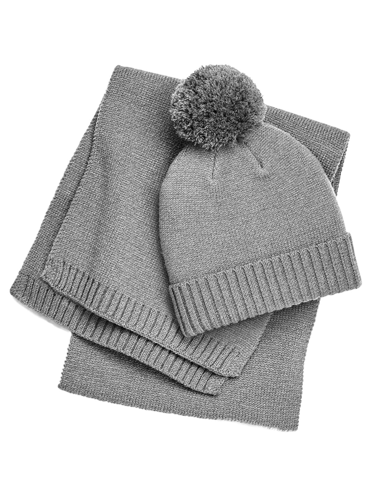 Beanies Knitted Scarf and Beanie Gift Set light Grau fleck bestickbar und bedruckbar – LA1970