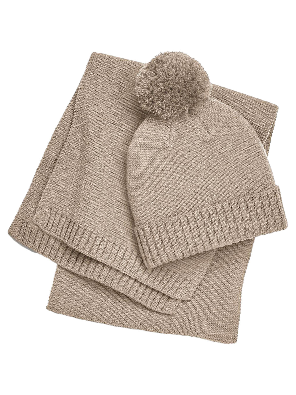 Beanies Knitted Scarf and Beanie Gift Set oatmeal fleck bestickbar und bedruckbar – LA1970