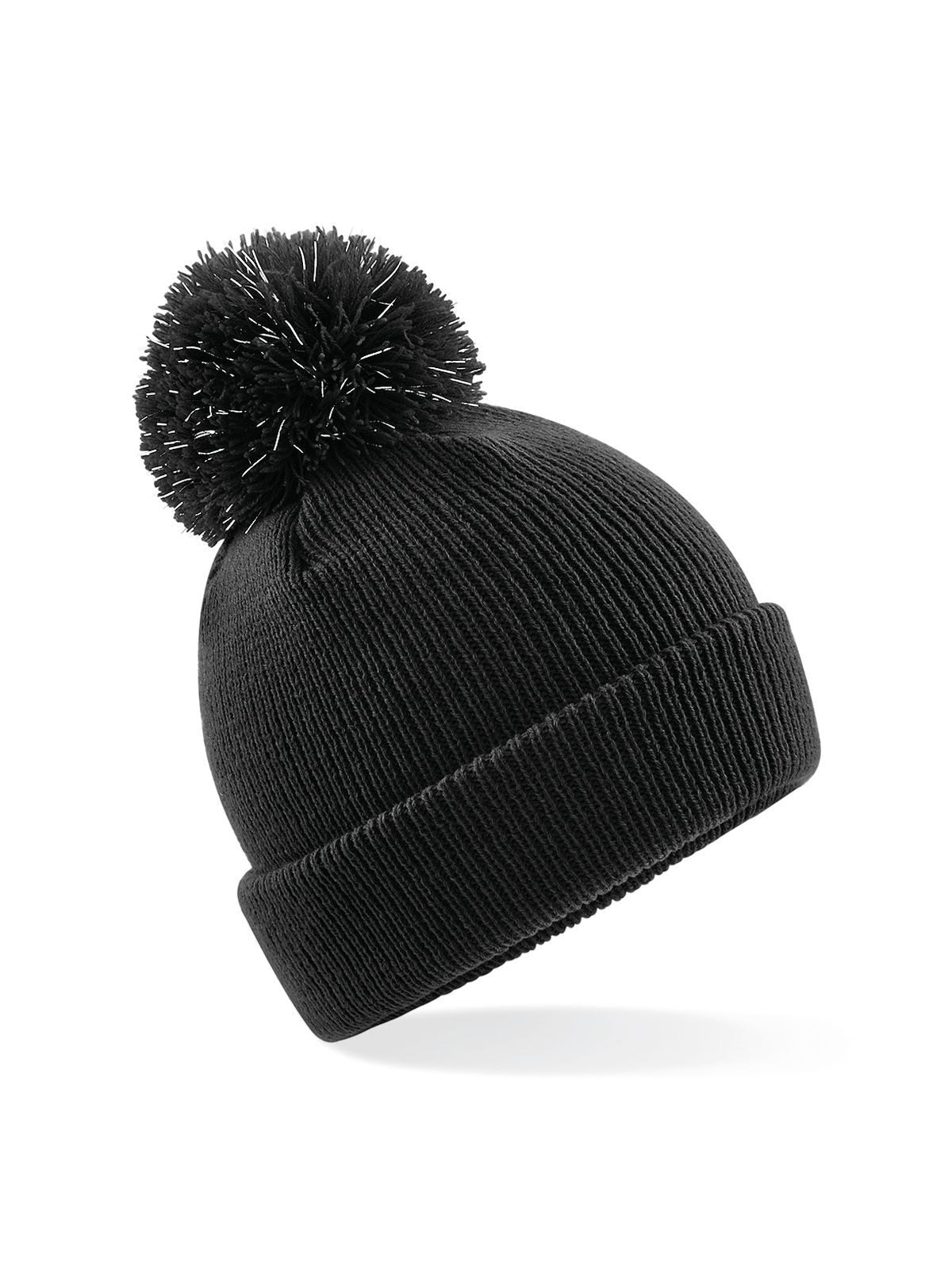 Beanies Junior Reflective Bobble Beanie Schwarz bestickbar und bedruckbar – LA1970