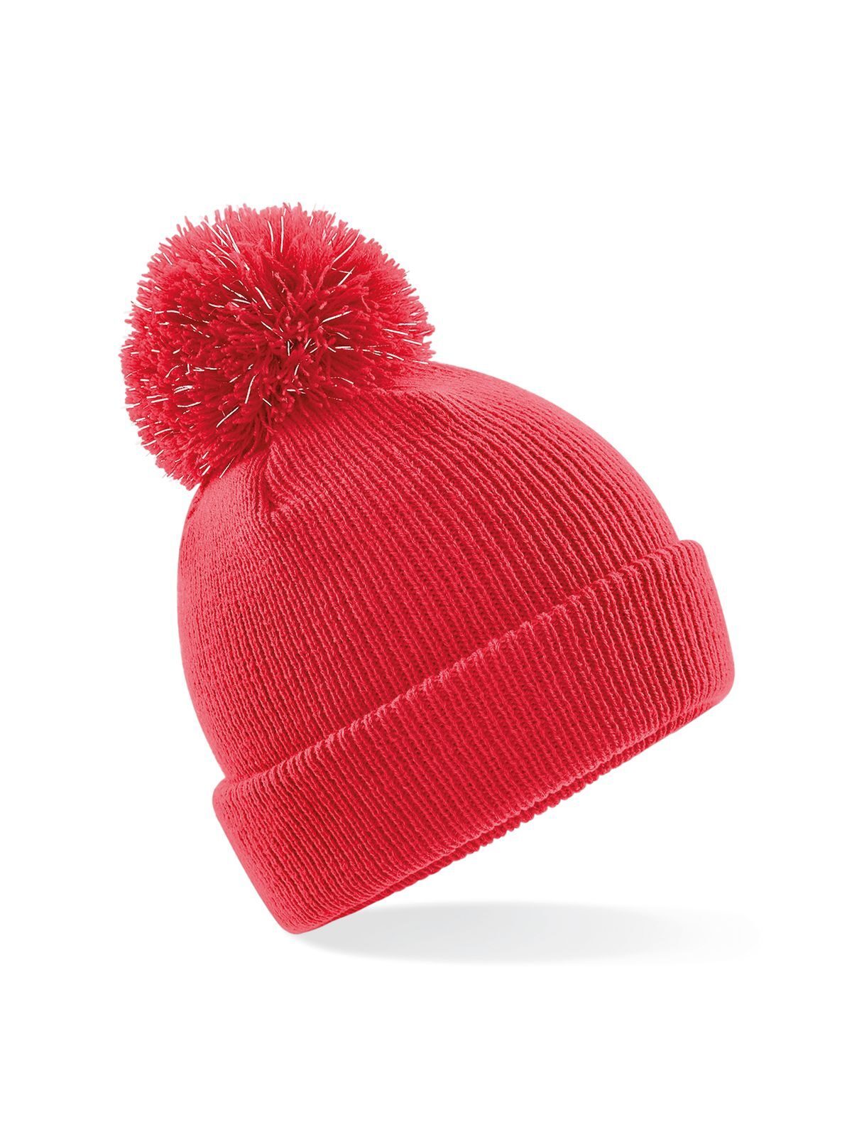 Beanies Junior Reflective Bobble Beanie bright Rot bestickbar und bedruckbar – LA1970