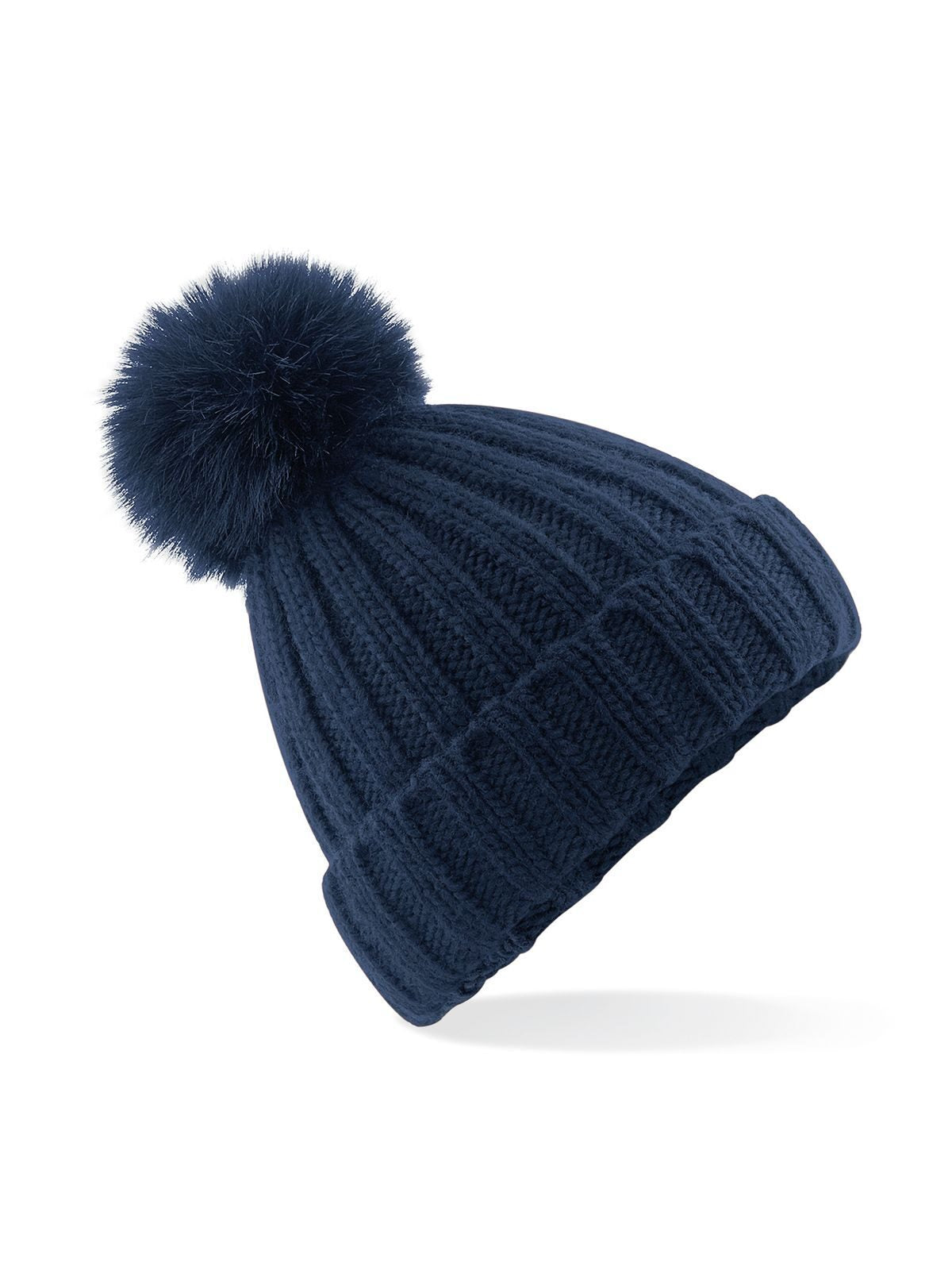 Beanies Verbier Fur Pop Pom Chunky Beanie Marineblau bestickbar und bedruckbar – LA1970