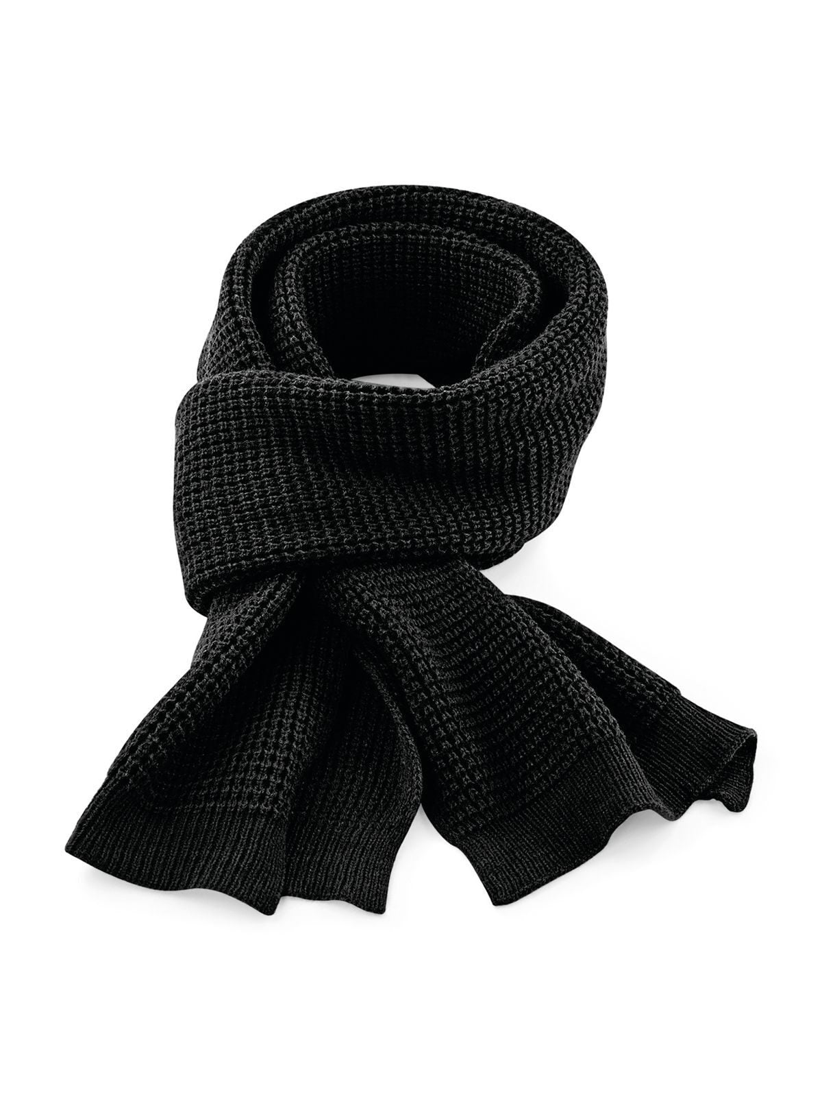 Classic Waffle Knit Scarf Herren Schal / Handschuhe – Beechfield – Farbe Schwarz – individuell veredelbar