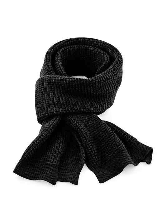 Classic Waffle Knit Scarf Herren Schal / Handschuhe – Beechfield – Farbe Schwarz – individuell veredelbar