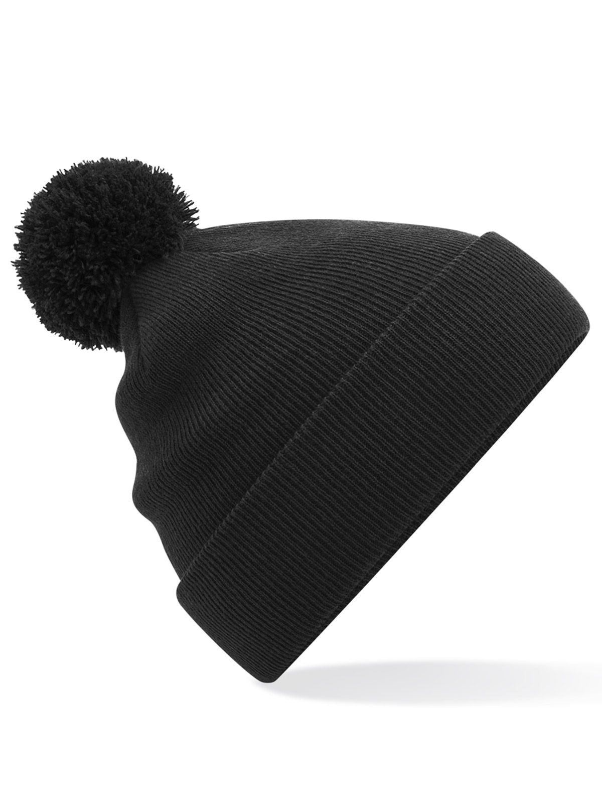 Beanies Junior Original Pom Pom Beanie Schwarz bestickbar und bedruckbar – LA1970