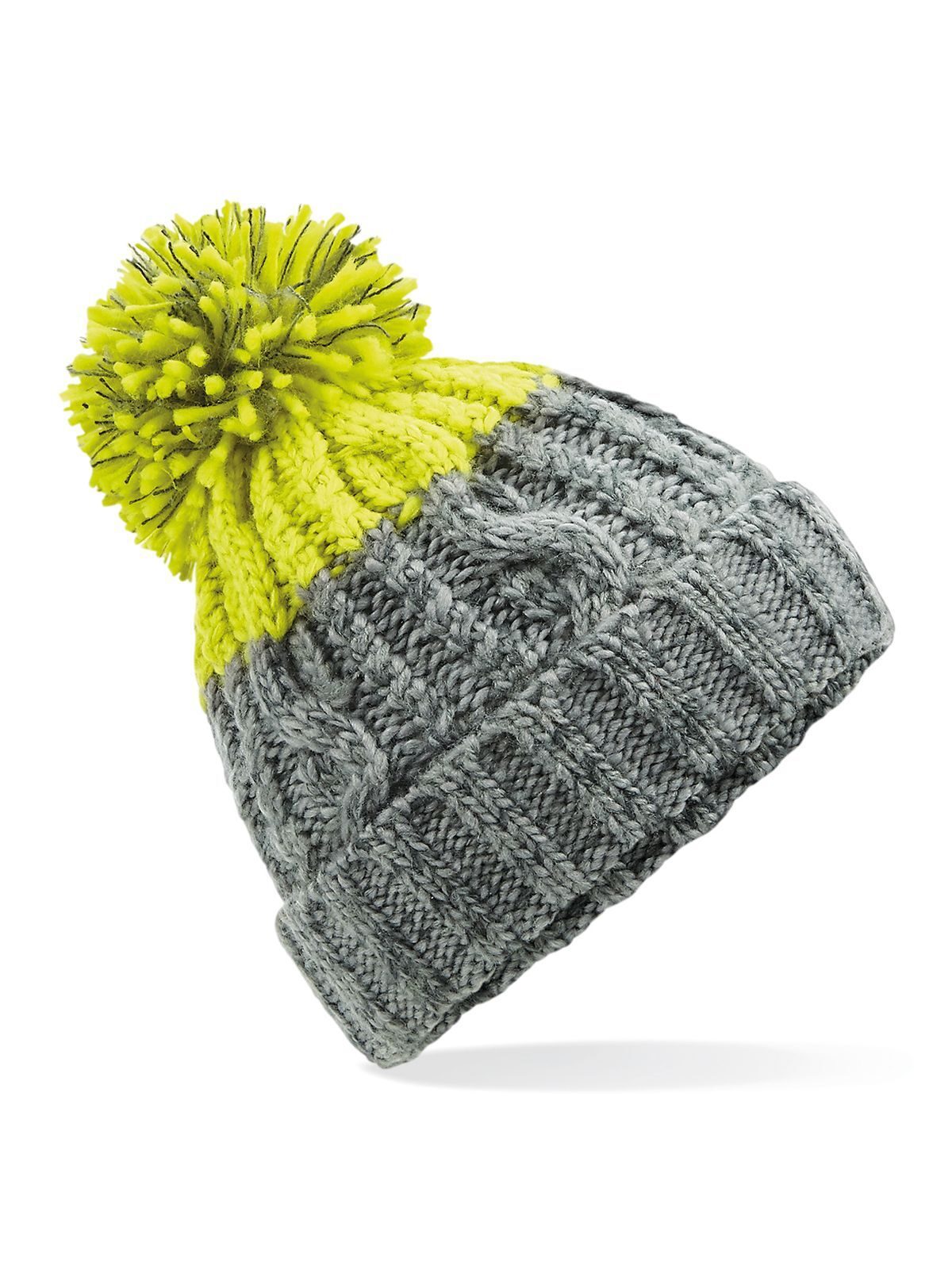 Beanies Apres Beanie Light Grau/Citron bestickbar und bedruckbar – LA1970