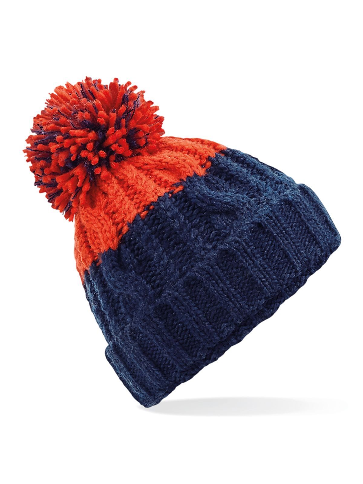 Beanies Apres Beanie Oxford Marineblau/Fire Rot bestickbar und bedruckbar – LA1970