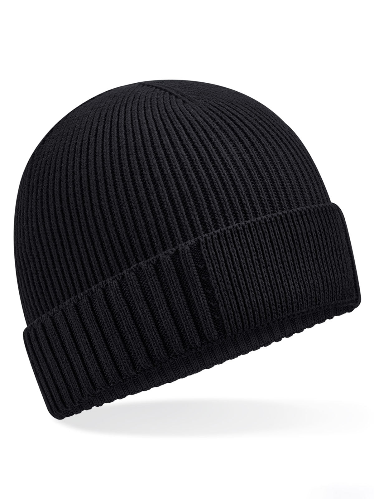 Beanies Organic Cotton Engineered Patch Beanie Schwarz bestickbar und bedruckbar – LA1970