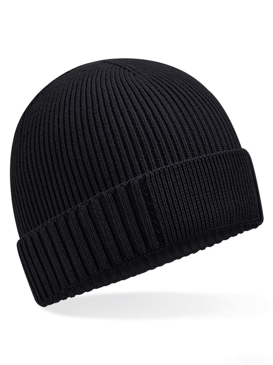 Beanies Organic Cotton Engineered Patch Beanie Schwarz bestickbar und bedruckbar – LA1970