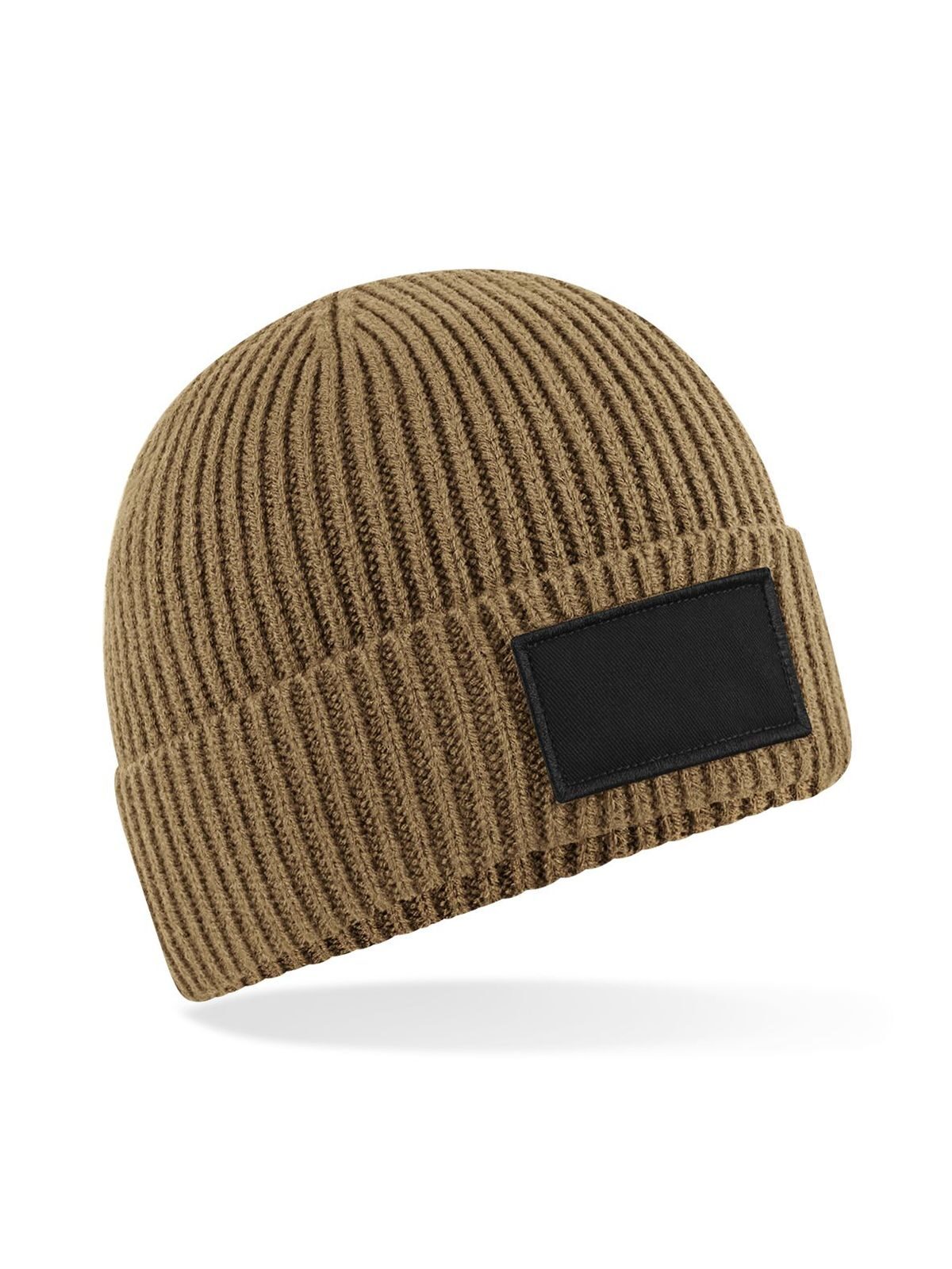 Beanies Fashion Patch Beanie biscuit/Schwarz bestickbar und bedruckbar – LA1970