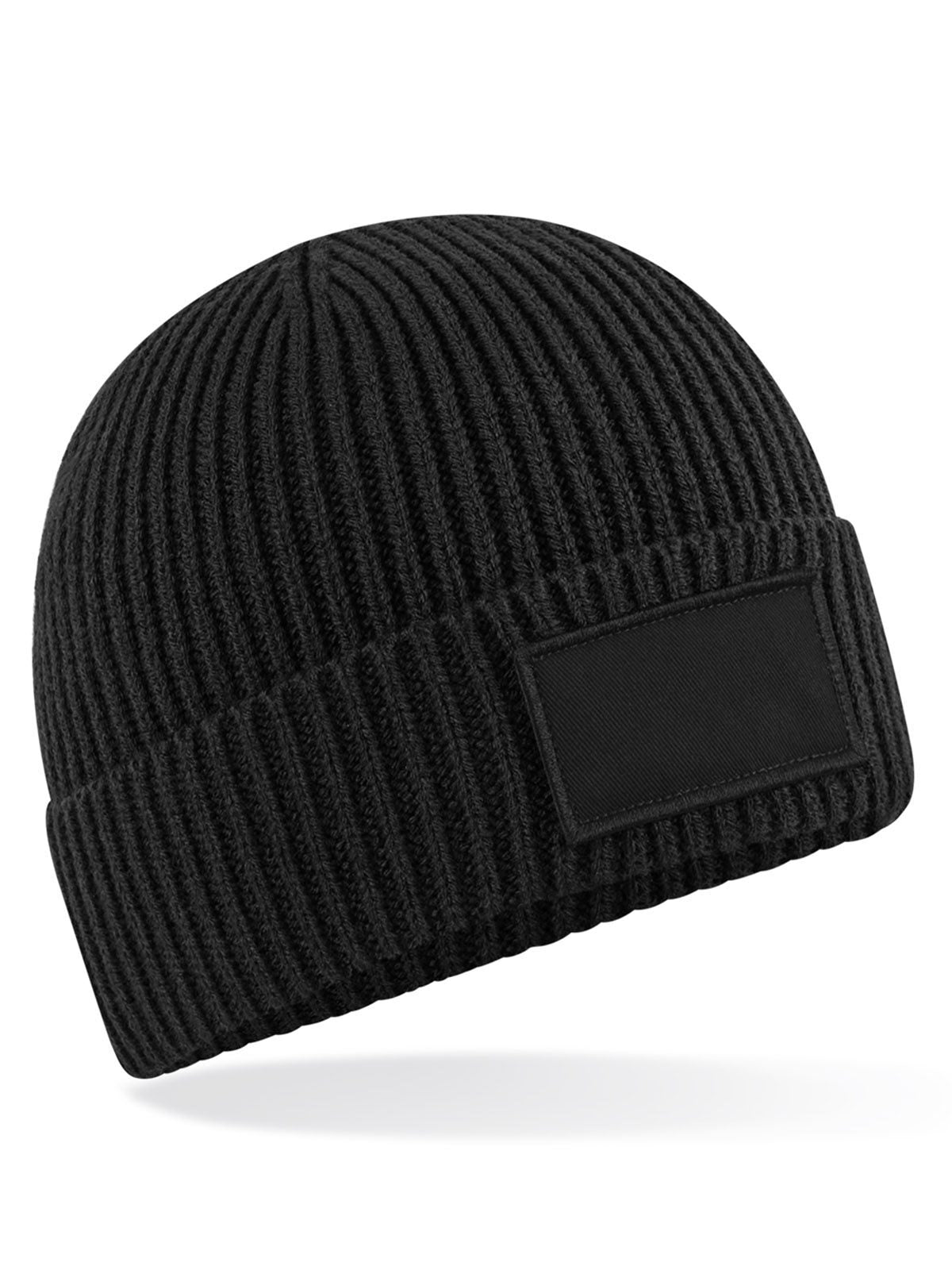 Beanies Fashion Patch Beanie Schwarz bestickbar und bedruckbar – LA1970