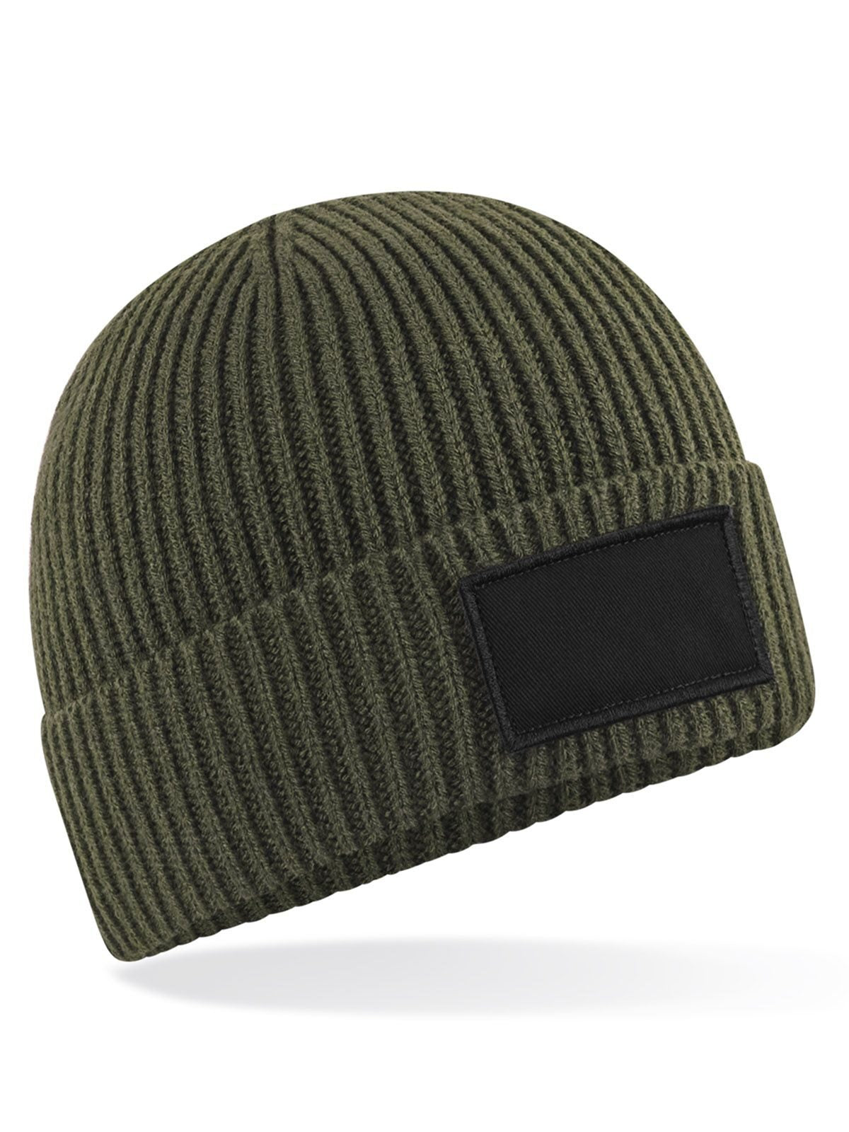 Beanies Fashion Patch Beanie military green/Schwarz bestickbar und bedruckbar – LA1970