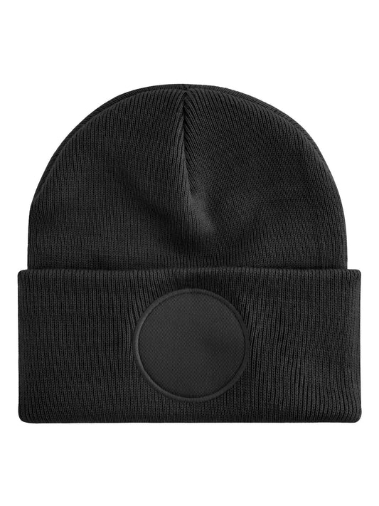 Beanies Circular Patch Beanie Schwarz bestickbar und bedruckbar – LA1970