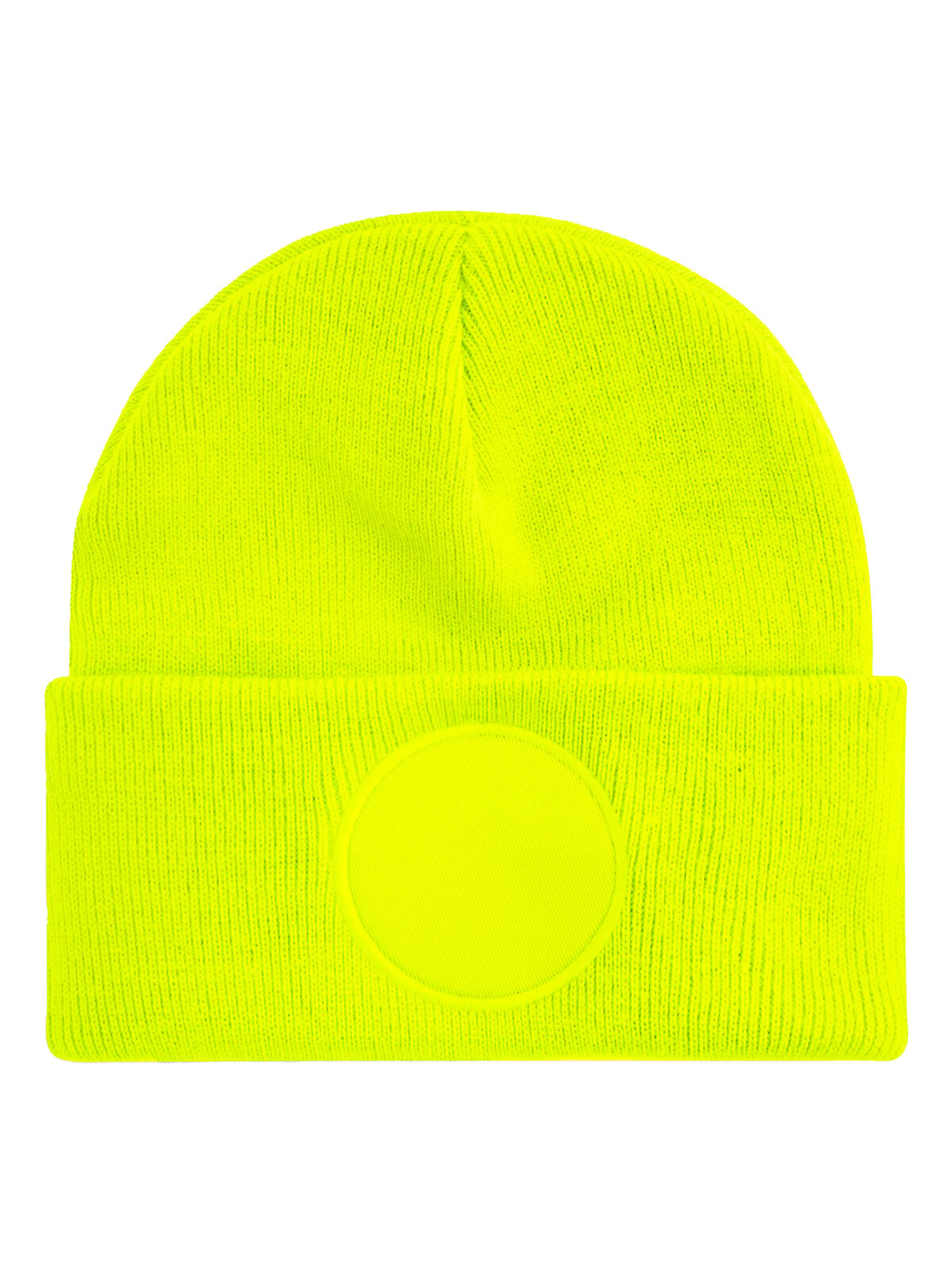 Beanies Circular Patch Beanie fluorescent yellow bestickbar und bedruckbar – LA1970