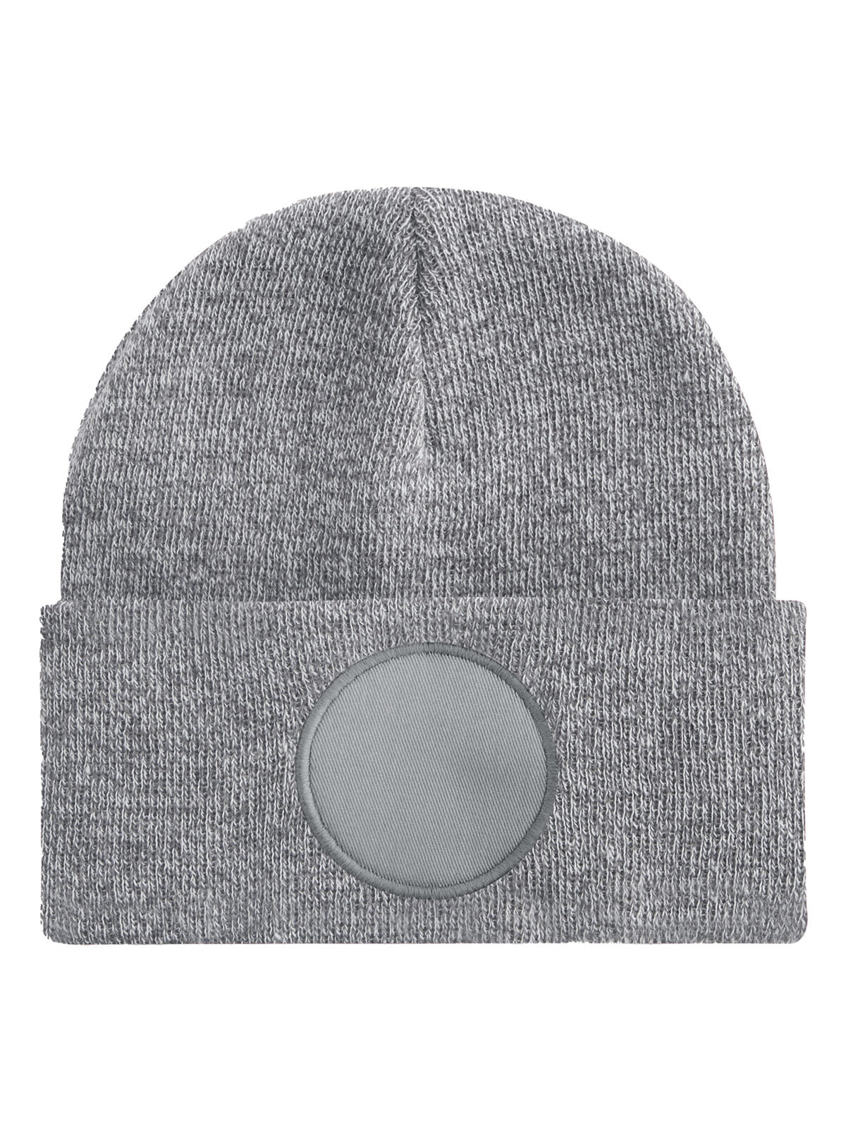 Beanies Circular Patch Beanie heather Grau bestickbar und bedruckbar – LA1970
