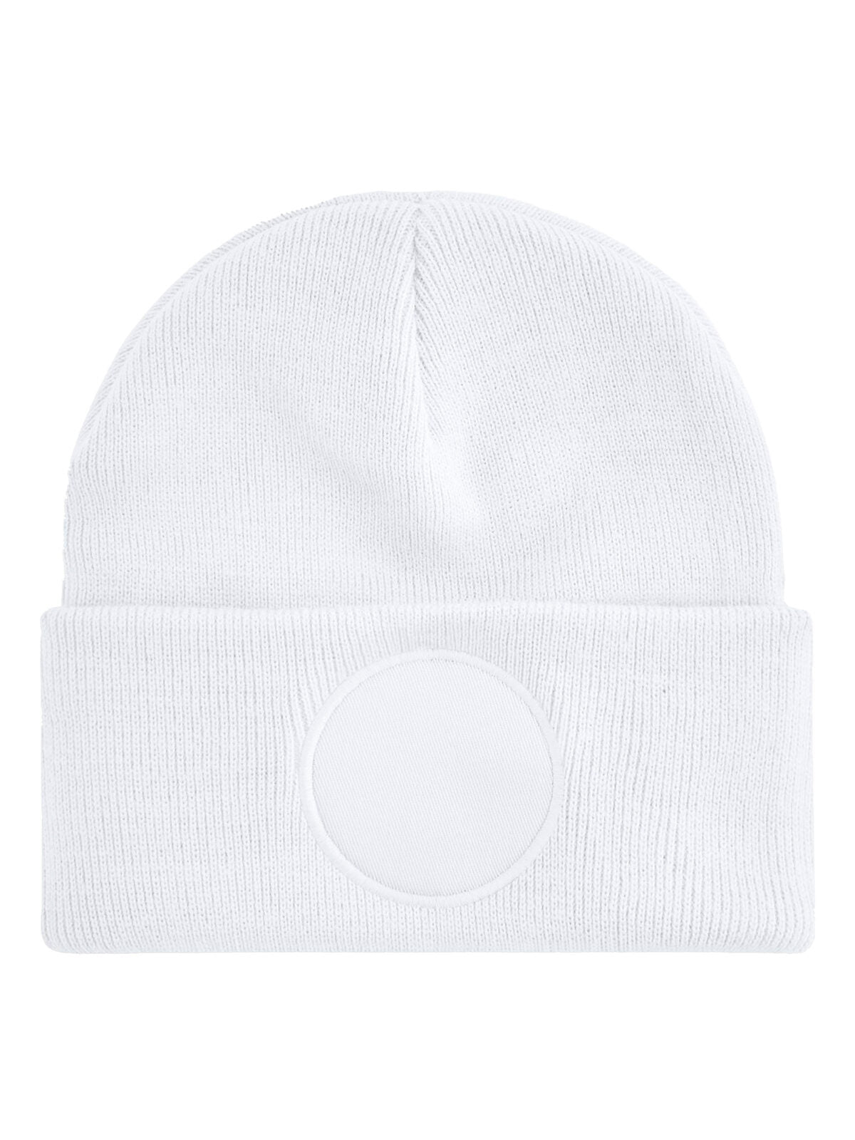Beanies Circular Patch Beanie Weiß bestickbar und bedruckbar – LA1970