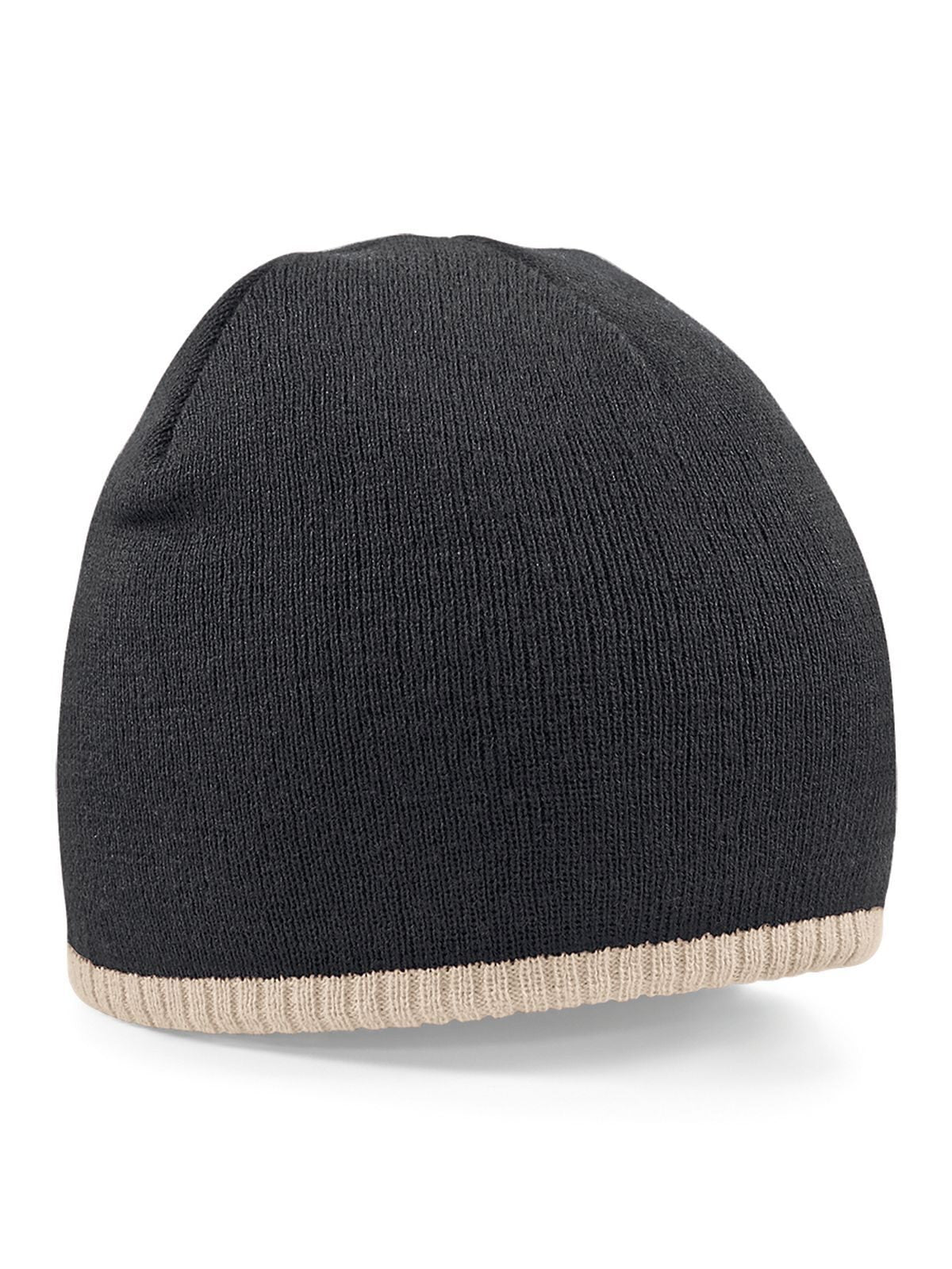 Beanies Two-Tone Pull-On Beanie Schwarz/stone bestickbar und bedruckbar – LA1970