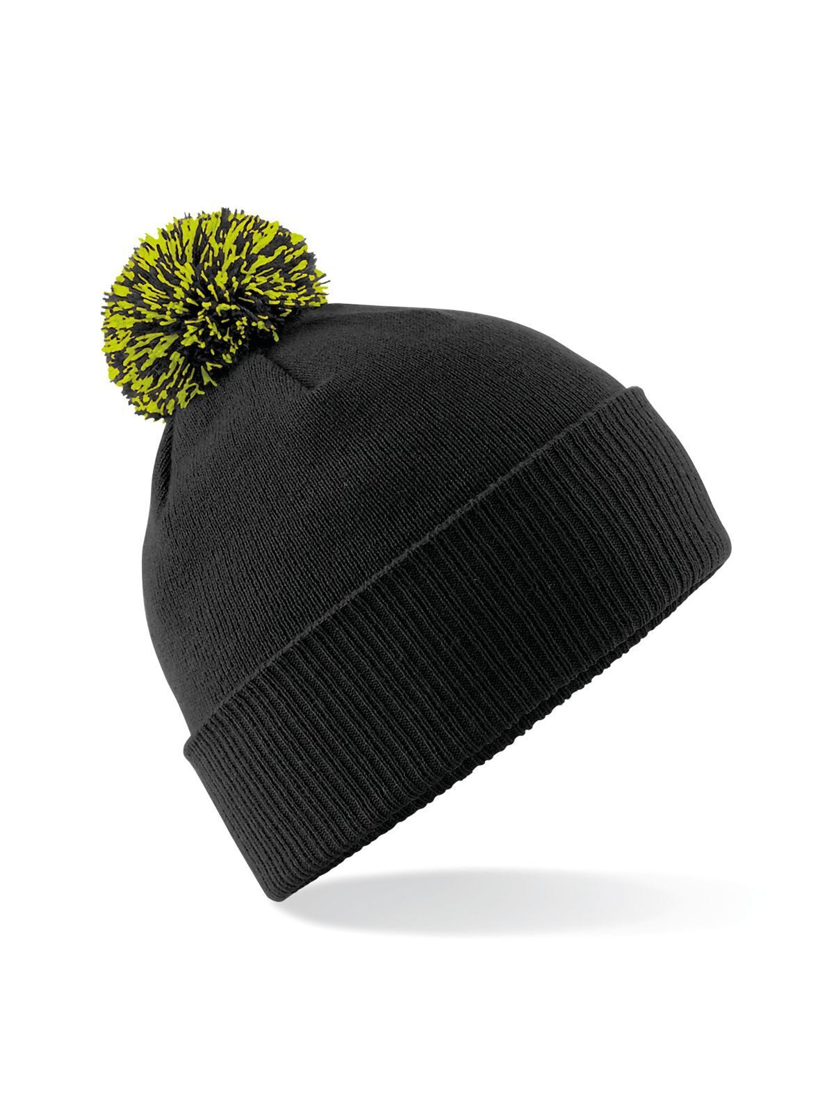 Beanies Snowstar Beanie Schwarz/lime green bestickbar und bedruckbar – LA1970