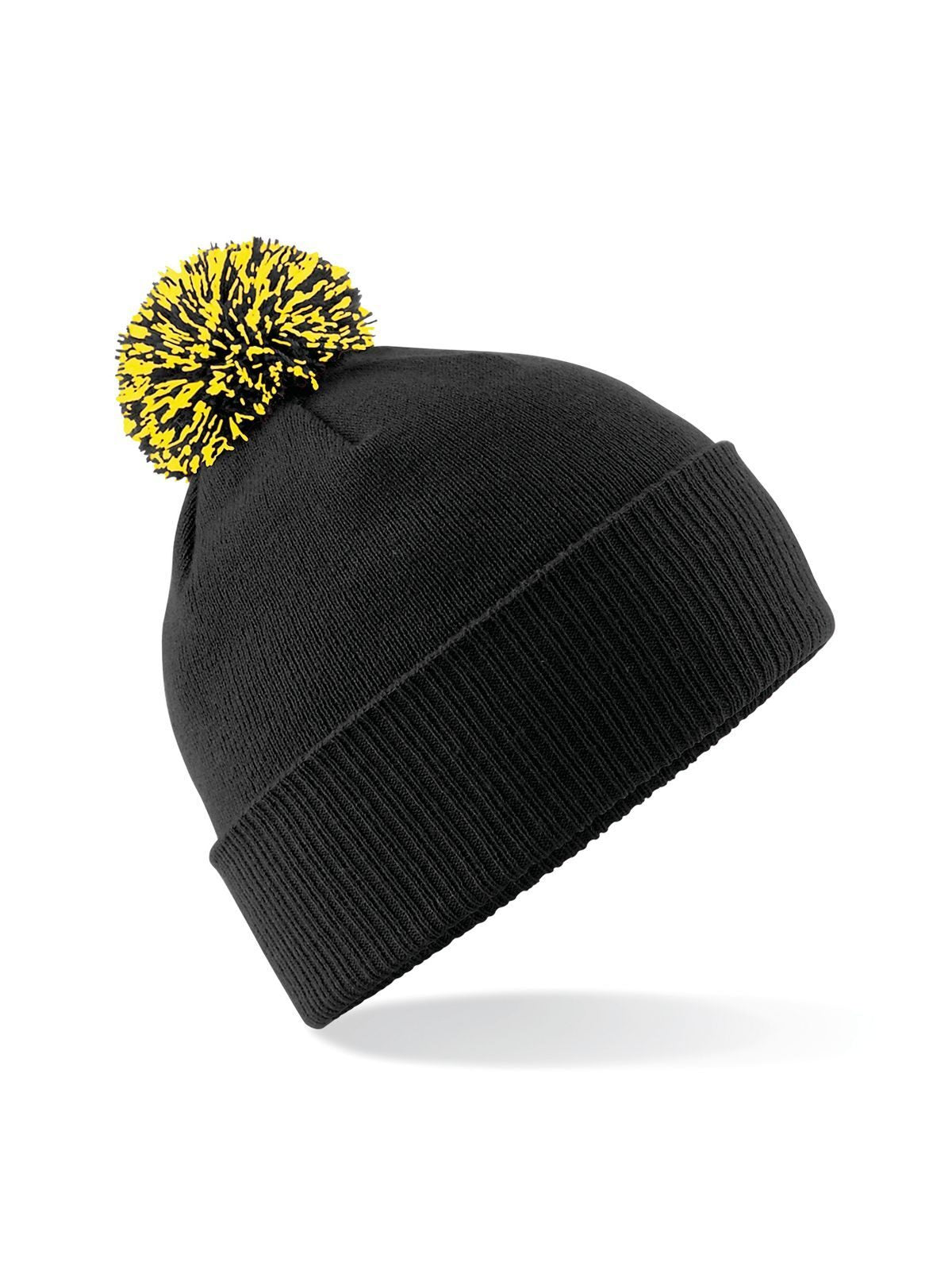 Beanies Snowstar Beanie Schwarz/yellow bestickbar und bedruckbar – LA1970