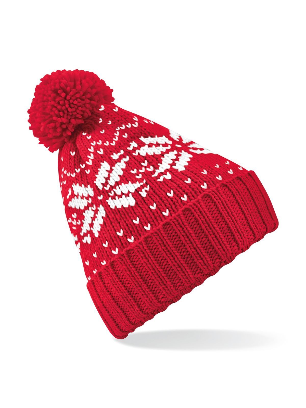 Beanies Fair Isle Snowstar Beanie classic Rot/Weiß bestickbar und bedruckbar – LA1970