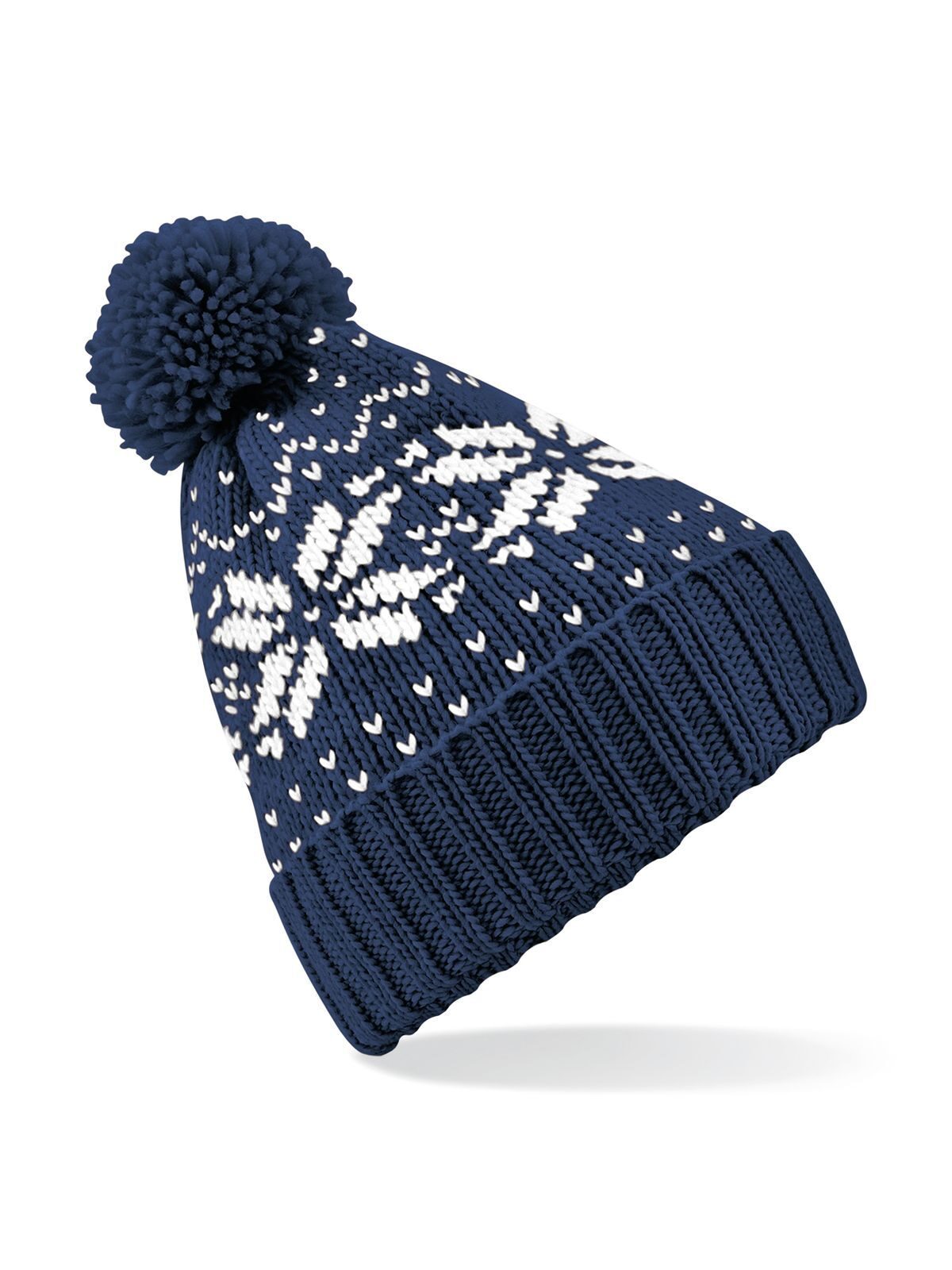 Beanies Fair Isle Snowstar Beanie french Marineblau/Weiß bestickbar und bedruckbar – LA1970