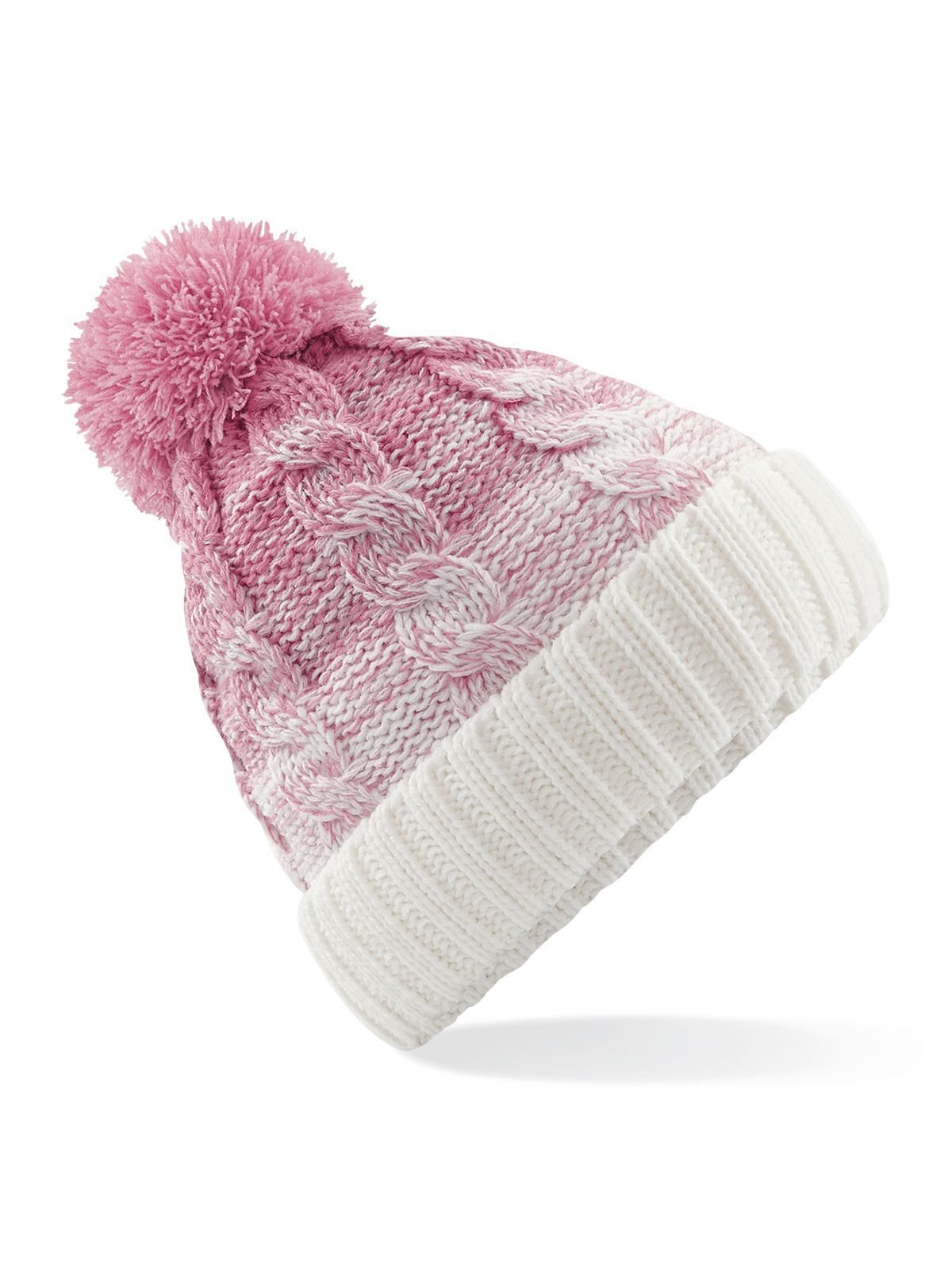 Beanies Ombré Beanie dusky pink/off Weiß bestickbar und bedruckbar – LA1970