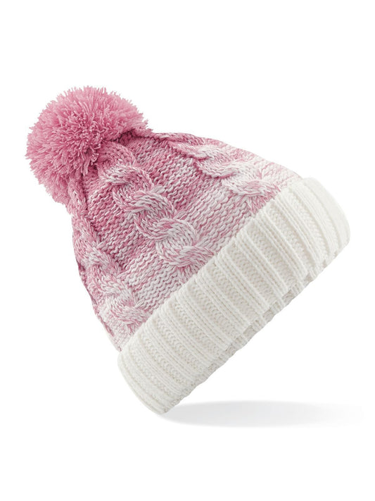 Beanies Ombré Beanie dusky pink/off Weiß bestickbar und bedruckbar – LA1970