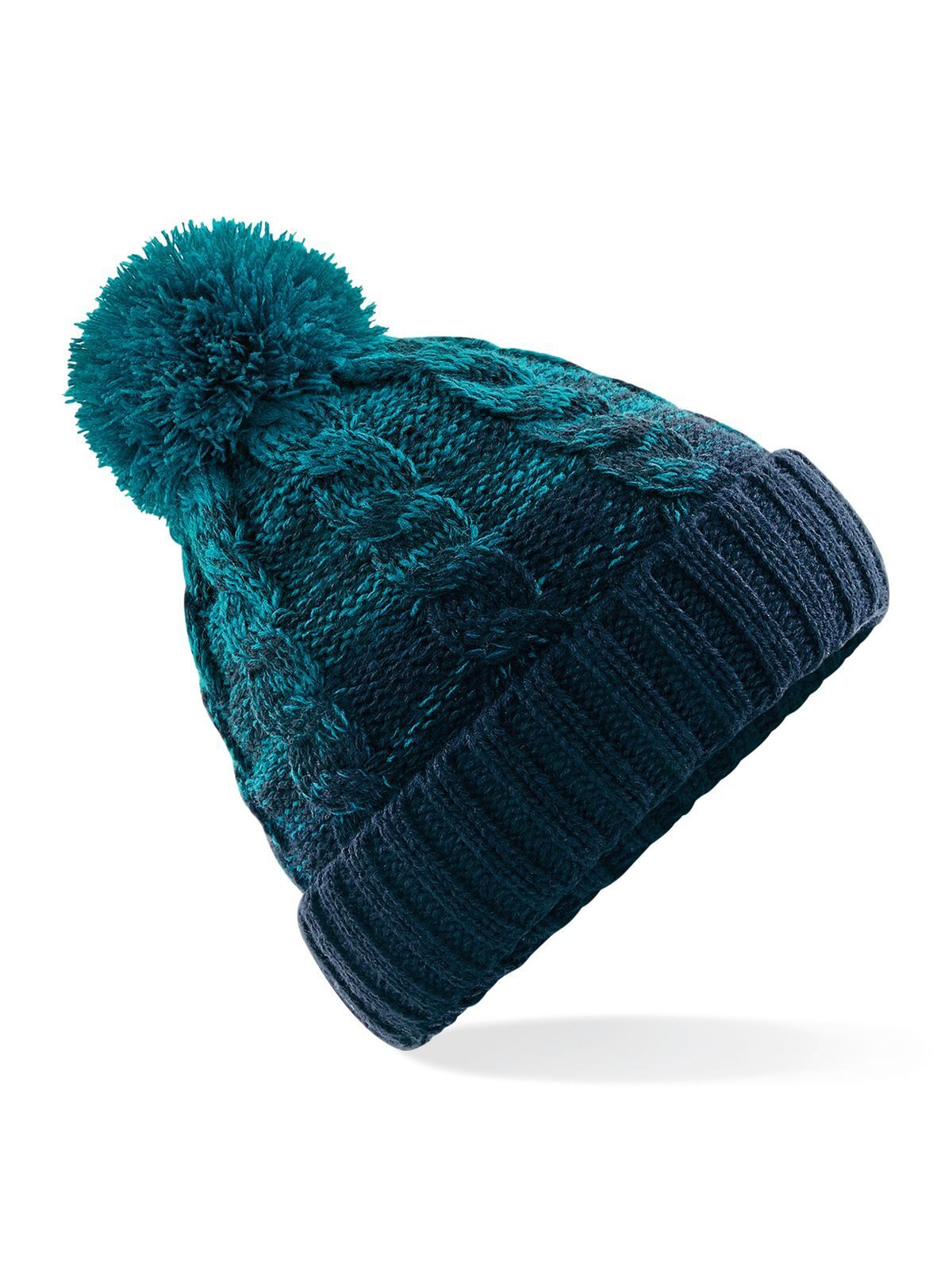 Beanies Ombré Beanie teal/french Marineblau bestickbar und bedruckbar – LA1970