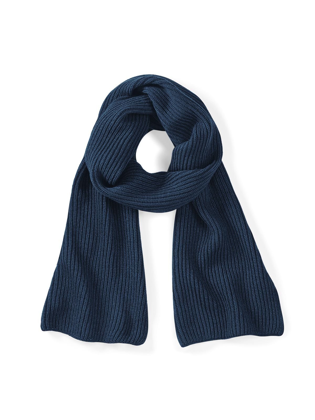 Metro Knitted Scarf Herren Schal / Handschuhe – Beechfield – Farbe french Navy – individuell veredelbar