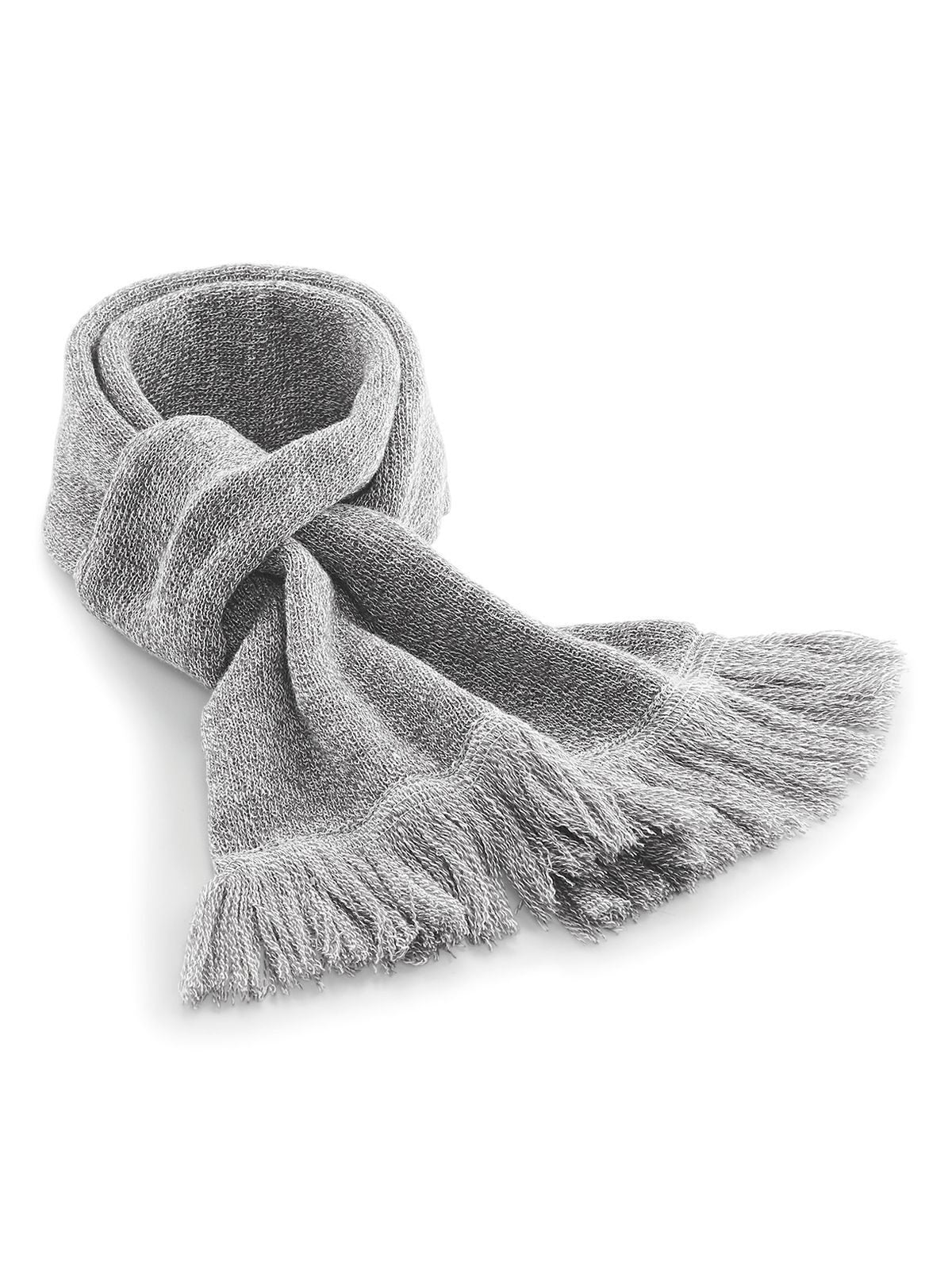 Classic Knitted Scarf Herren Schal / Handschuhe – Beechfield – Farbe heather grey – individuell veredelbar