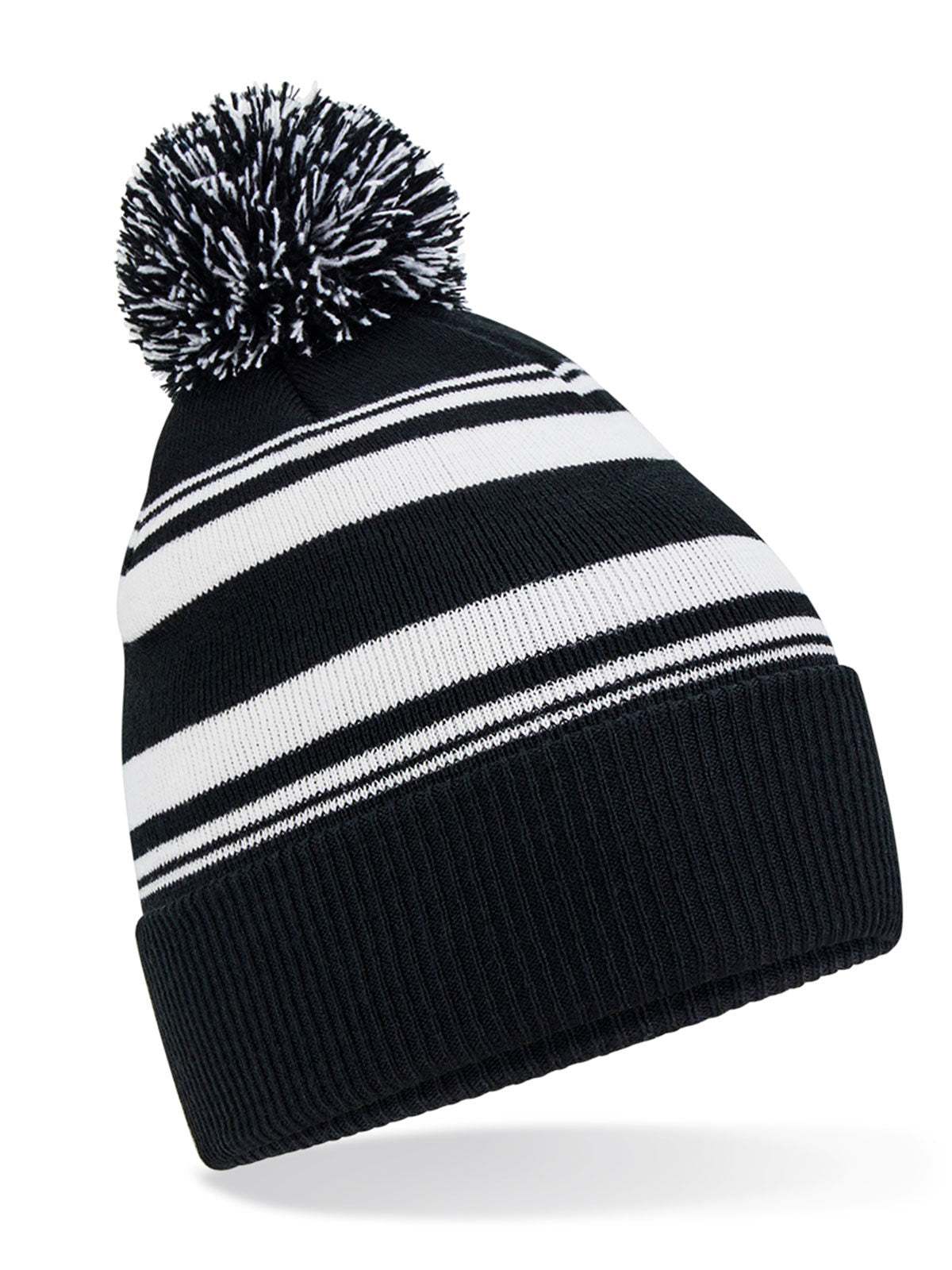 Beanies Striped Fan Beanie Schwarz/Weiß bestickbar und bedruckbar – LA1970