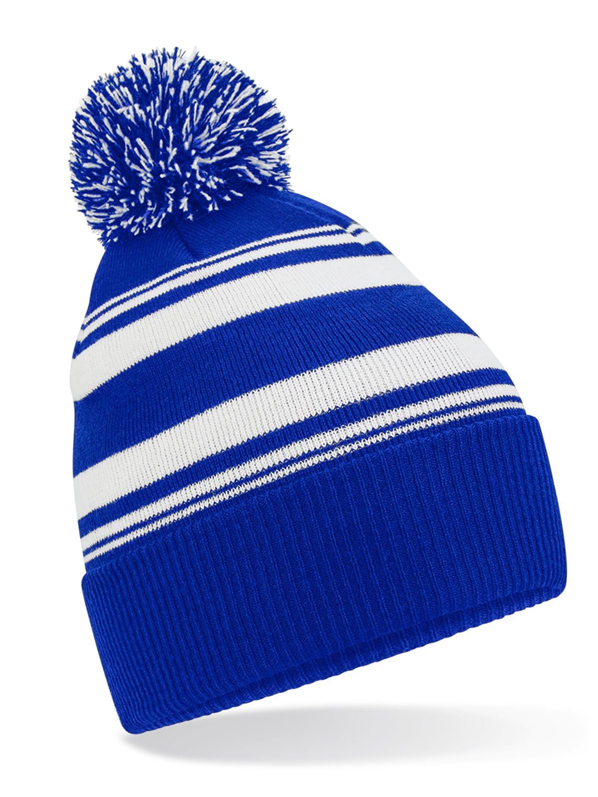 Beanies Striped Fan Beanie bright Royalblaublau/Weiß bestickbar und bedruckbar – LA1970