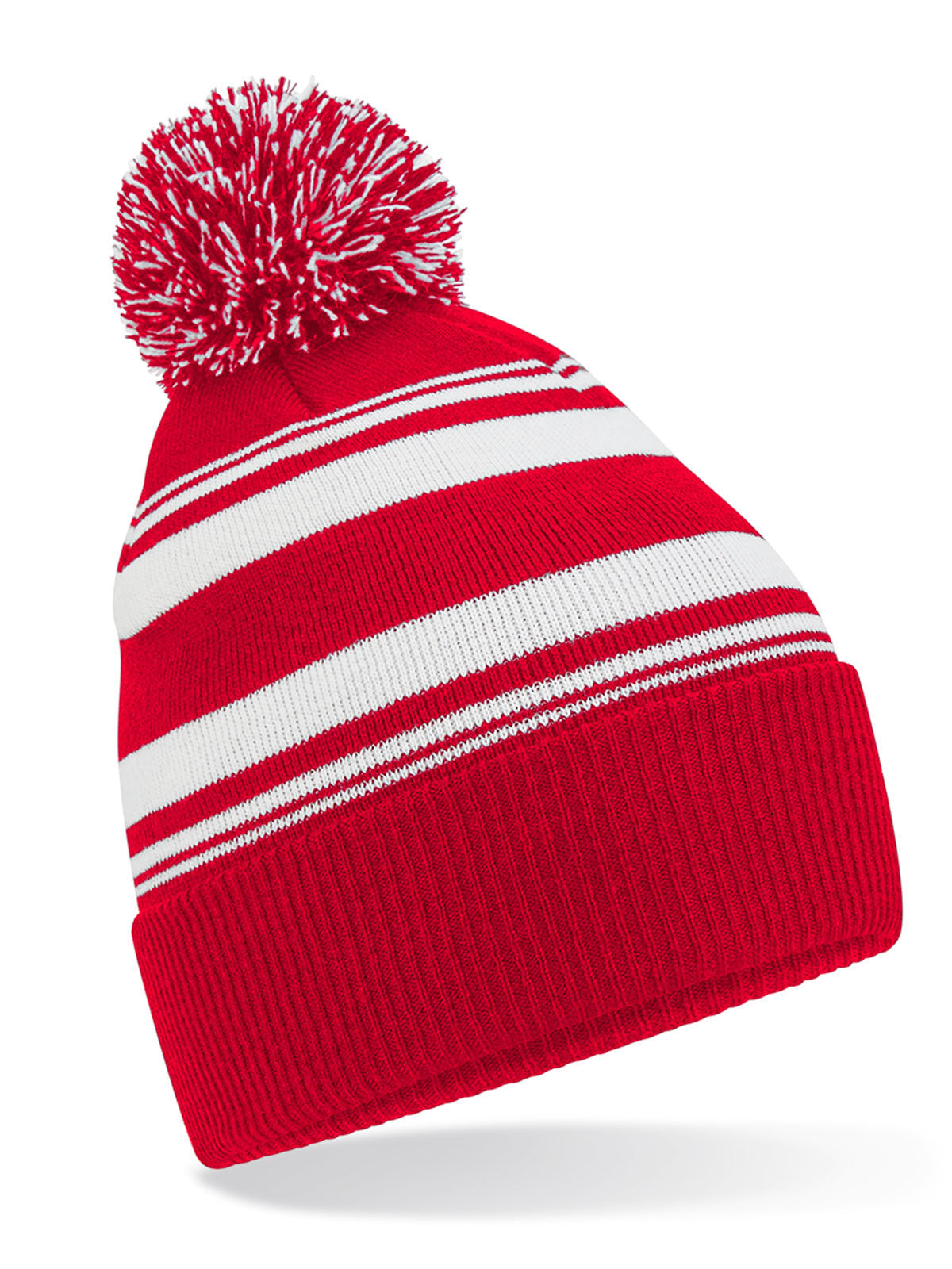 Beanies Striped Fan Beanie classic Rot/Weiß bestickbar und bedruckbar – LA1970