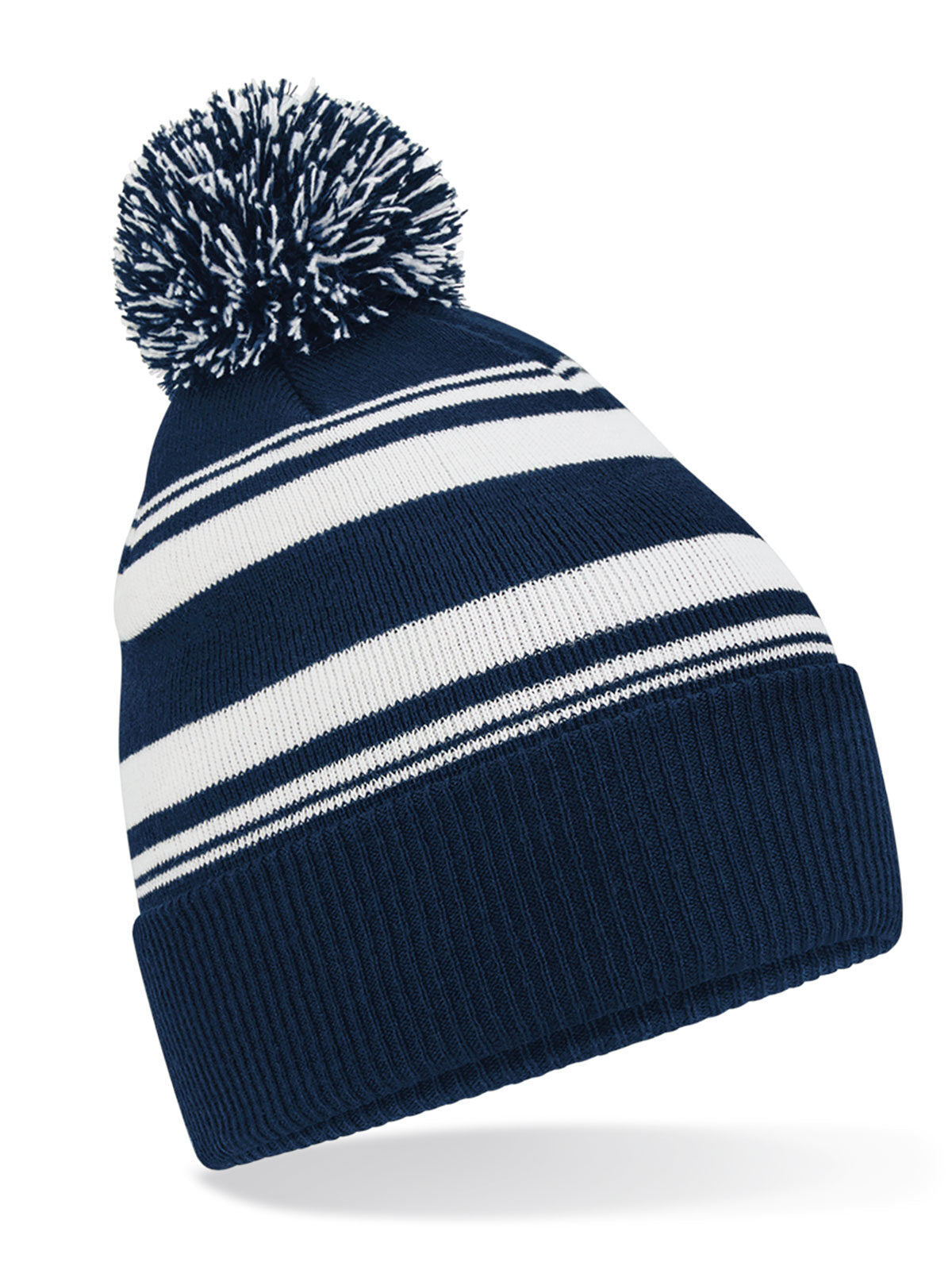 Beanies Striped Fan Beanie french Marineblau/Weiß bestickbar und bedruckbar – LA1970