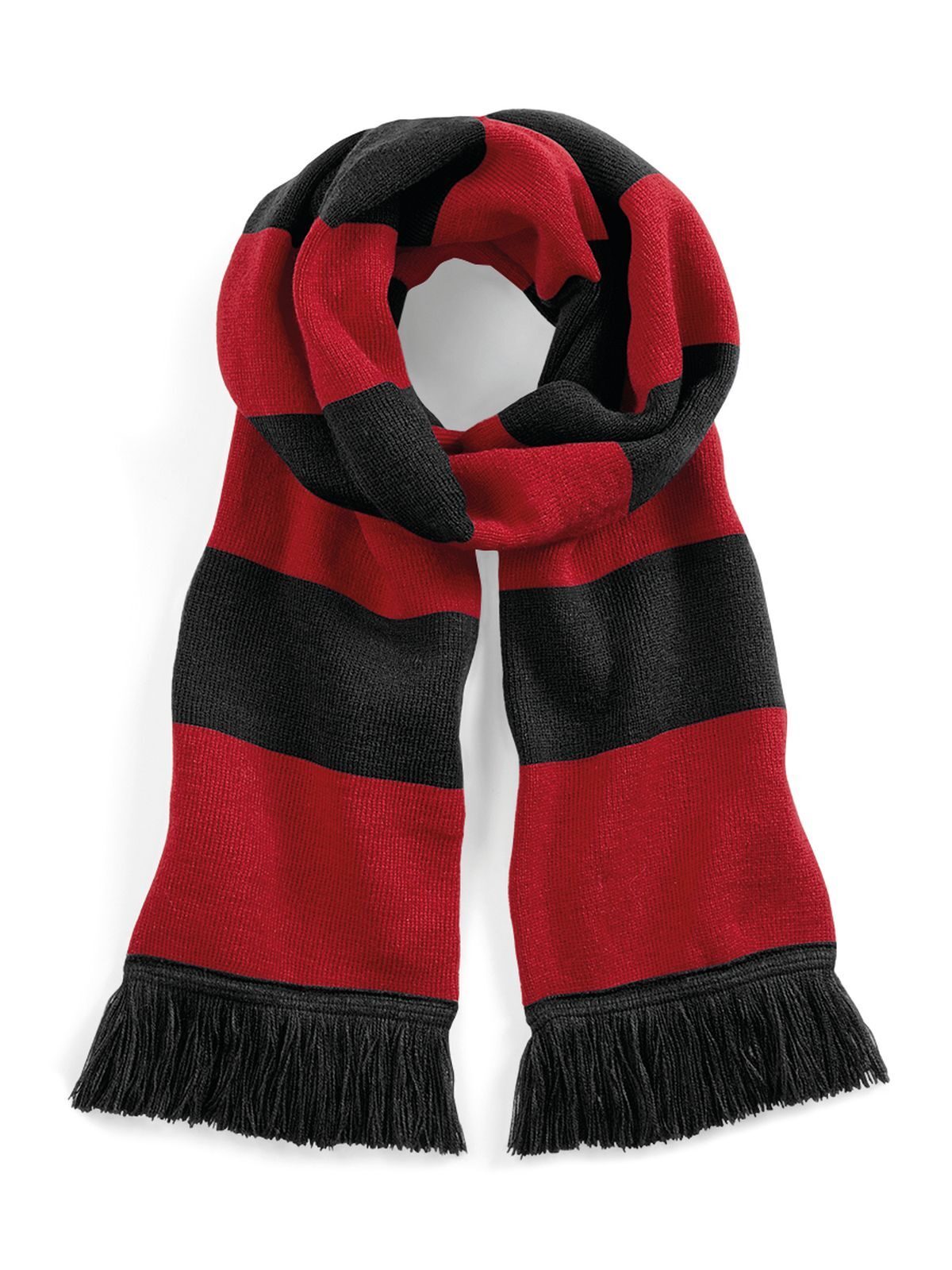 Stadium Scarf Herren Schal / Handschuhe – Beechfield – Farbe black/classic red – individuell veredelbar