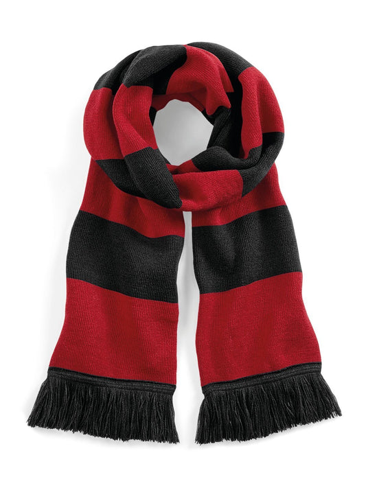 Stadium Scarf Herren Schal / Handschuhe – Beechfield – Farbe black/classic red – individuell veredelbar