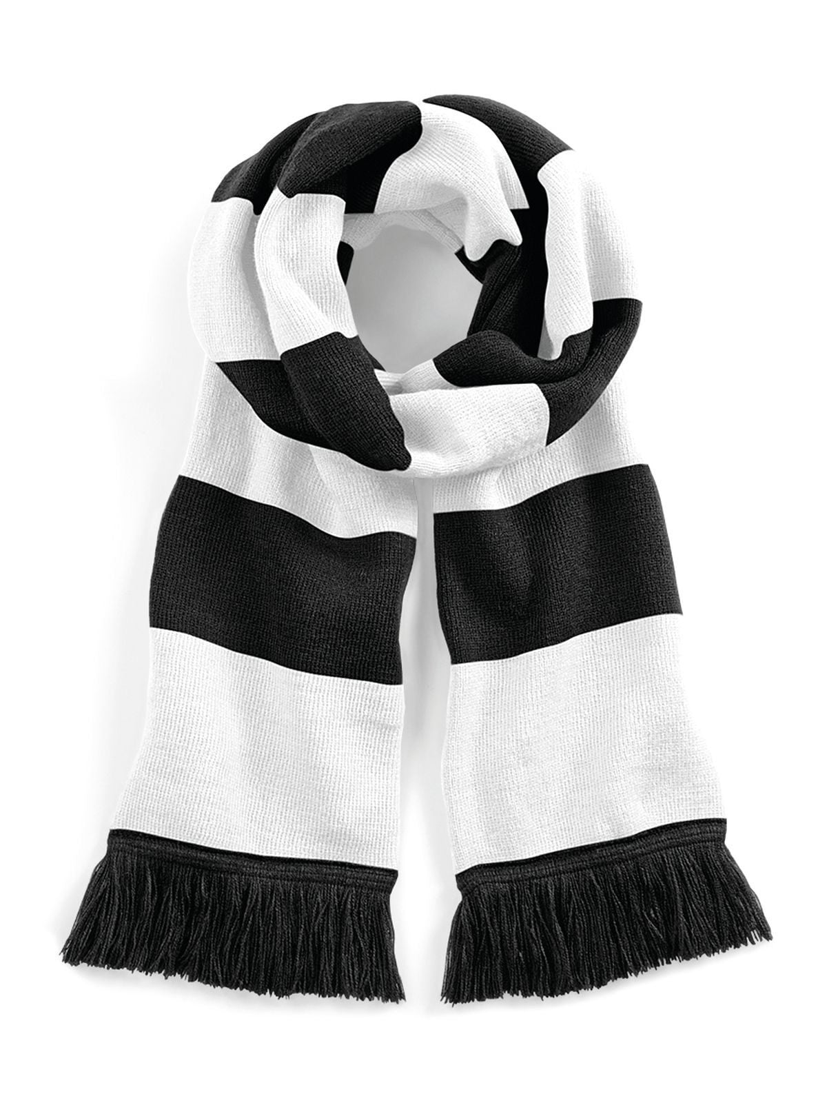 Stadium Scarf Herren Schal / Handschuhe – Beechfield – Farbe black/white – individuell veredelbar