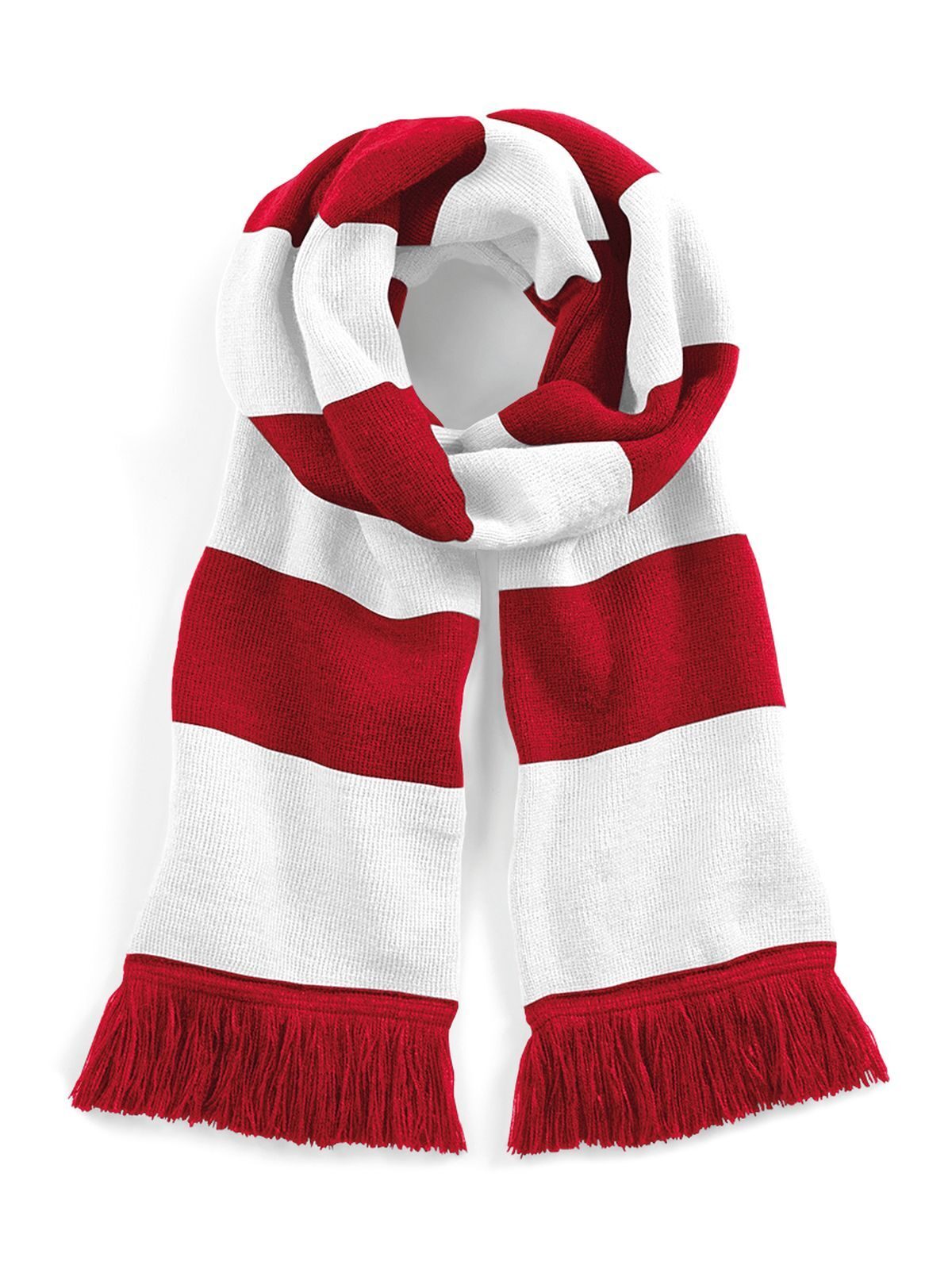 Stadium Scarf Herren Schal / Handschuhe – Beechfield – Farbe classic red/white – individuell veredelbar