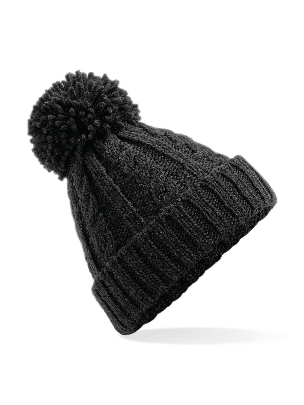 Beanies Cable Knit Melange Beanie Schwarz bestickbar und bedruckbar – LA1970