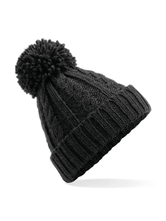 Beanies Cable Knit Melange Beanie Schwarz bestickbar und bedruckbar – LA1970