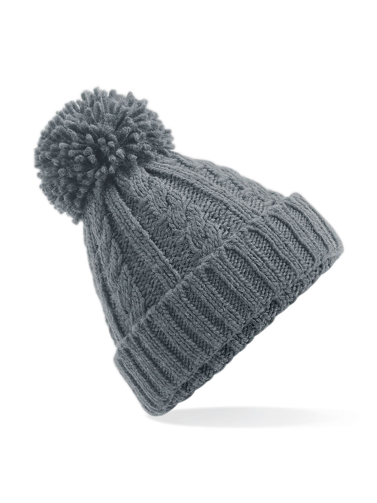 Beanies Cable Knit Melange Beanie Hellgrau bestickbar und bedruckbar – LA1970