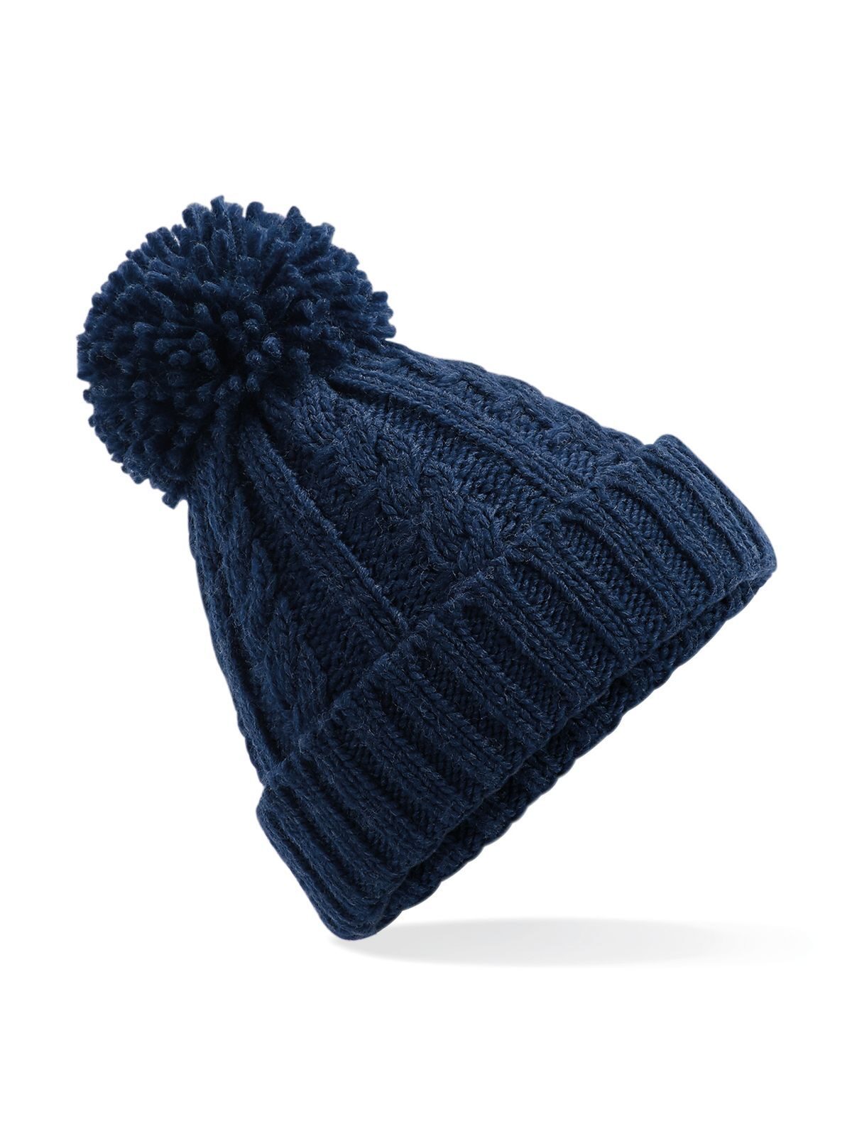 Beanies Cable Knit Melange Beanie Marineblau bestickbar und bedruckbar – LA1970