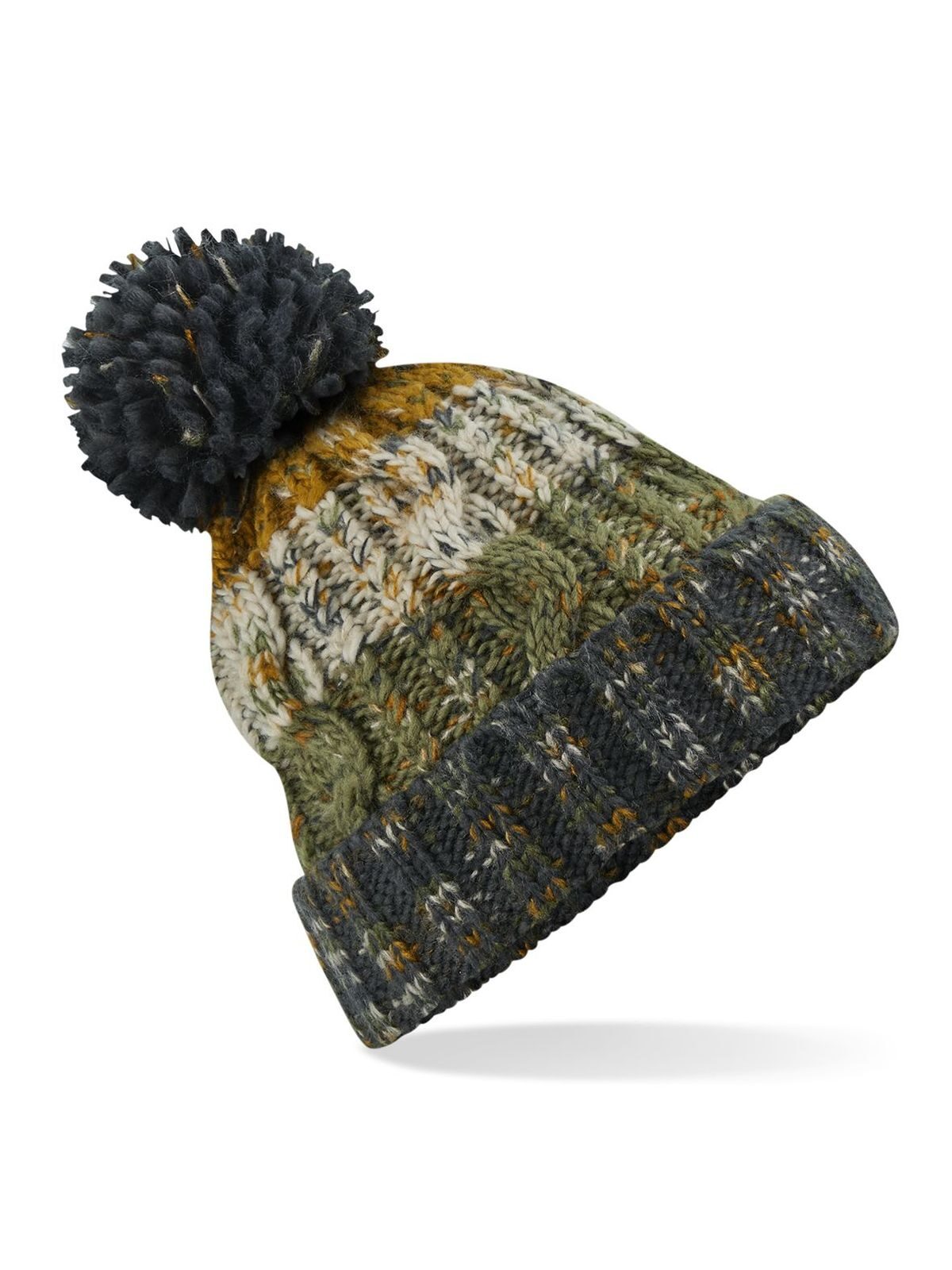 Beanies Corkscrew Pom Pom Beanie autumn moss bestickbar und bedruckbar – LA1970