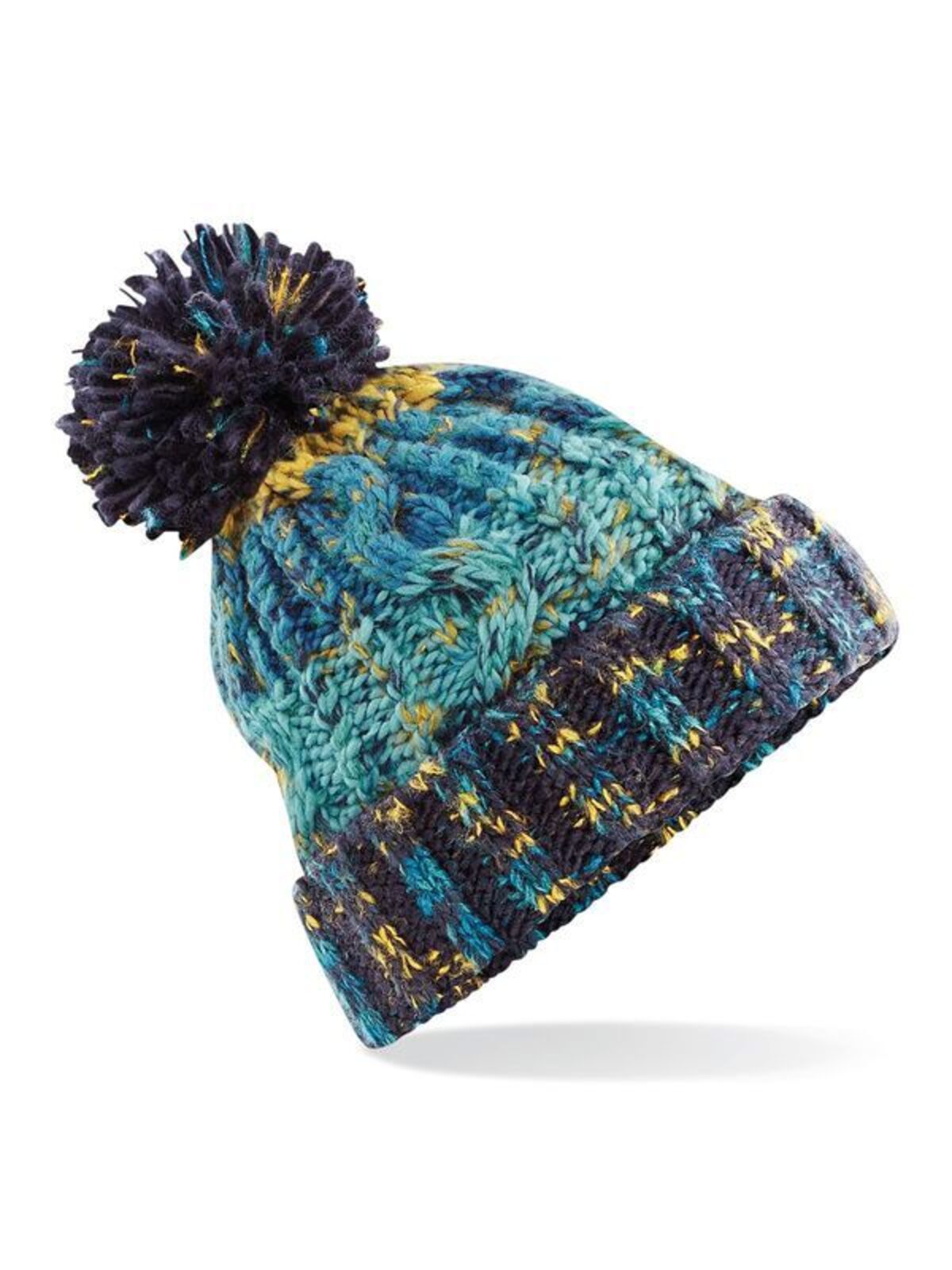 Beanies Corkscrew Pom Pom Beanie marine splash bestickbar und bedruckbar – LA1970