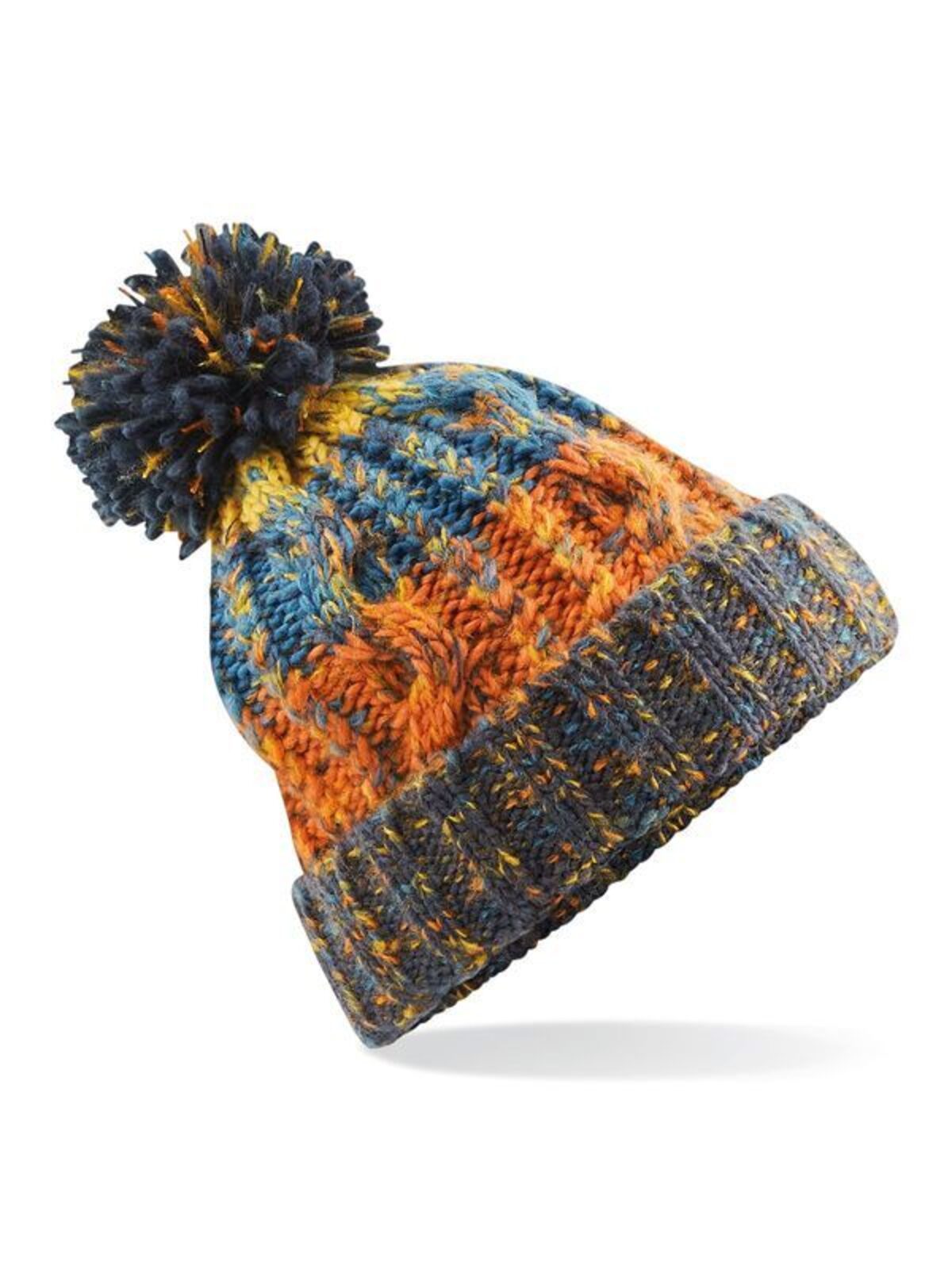 Beanies Corkscrew Pom Pom Beanie retro blues bestickbar und bedruckbar – LA1970