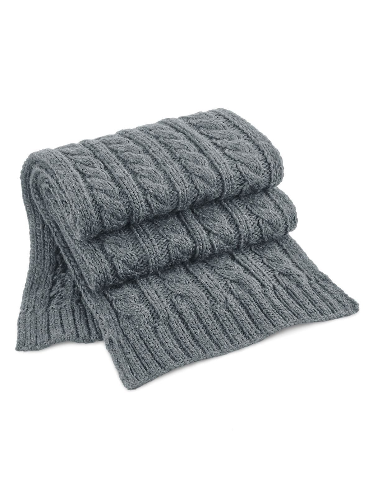 Cable Knit Melange Scarf Unisex Schal / Handschuhe – Beechfield – Farbe Hellgrau – individuell veredelbar