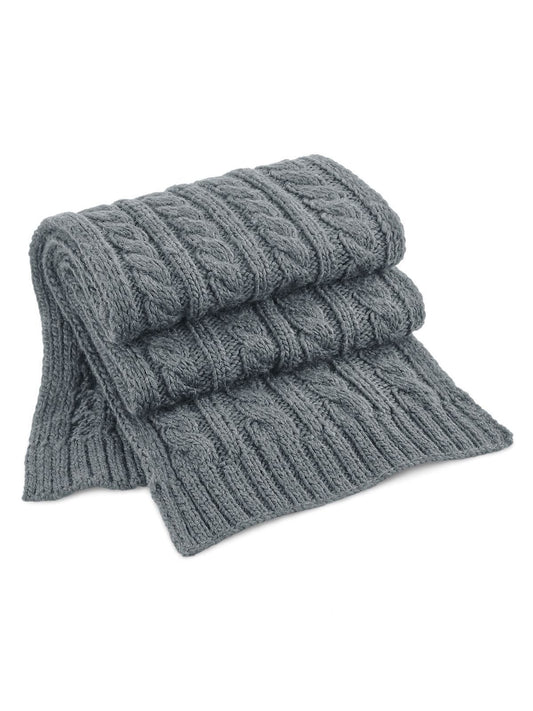 Cable Knit Melange Scarf Unisex Schal / Handschuhe – Beechfield – Farbe Hellgrau – individuell veredelbar