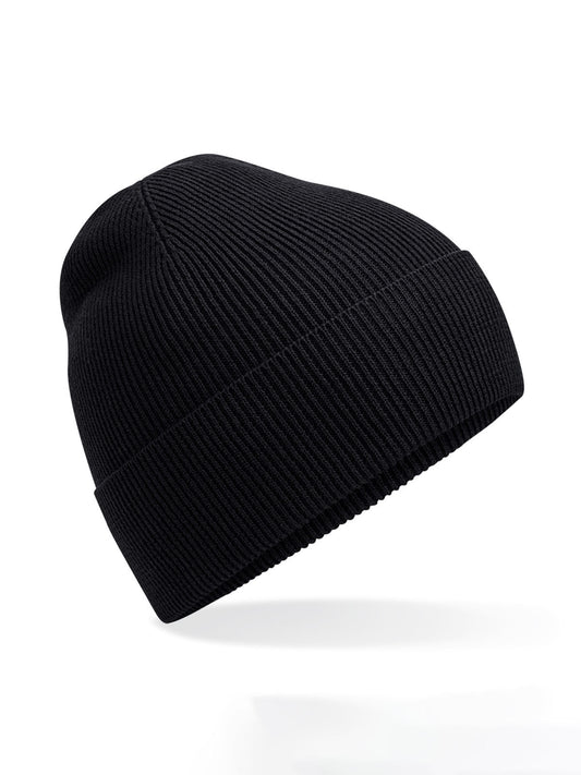 Beanies Organic Cotton Fine Knit Beanie Schwarz bestickbar und bedruckbar – LA1970