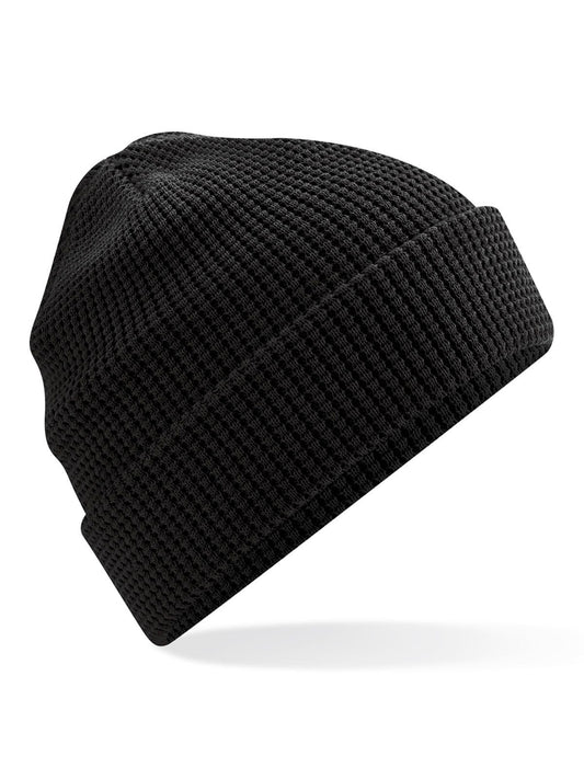 Beanies Organic Cotton Waffle Beanie Schwarz bestickbar und bedruckbar – LA1970