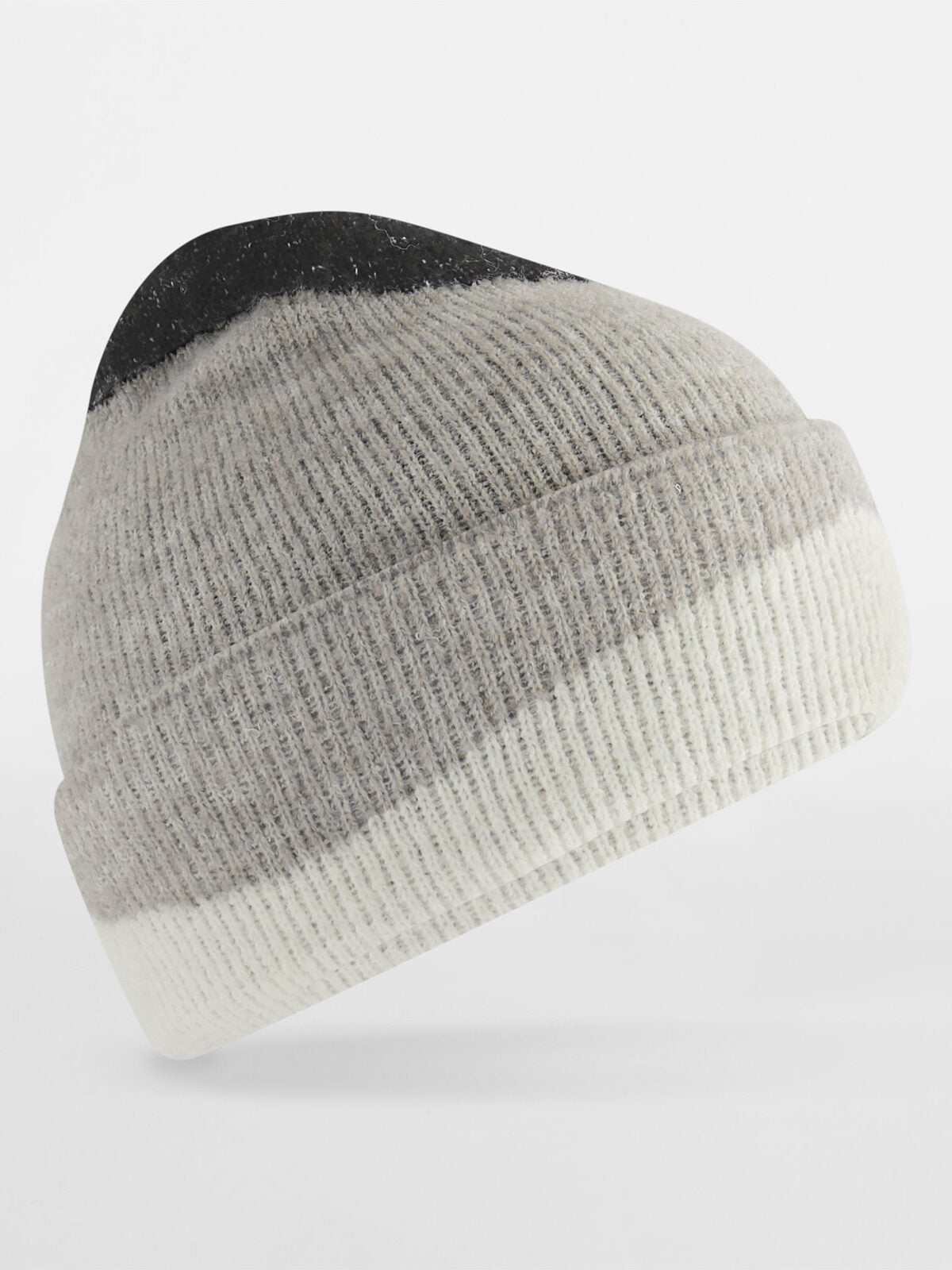 Beanies Berretto con onde morbide Schwarz/light Grau/soft Weiß bestickbar und bedruckbar – LA1970